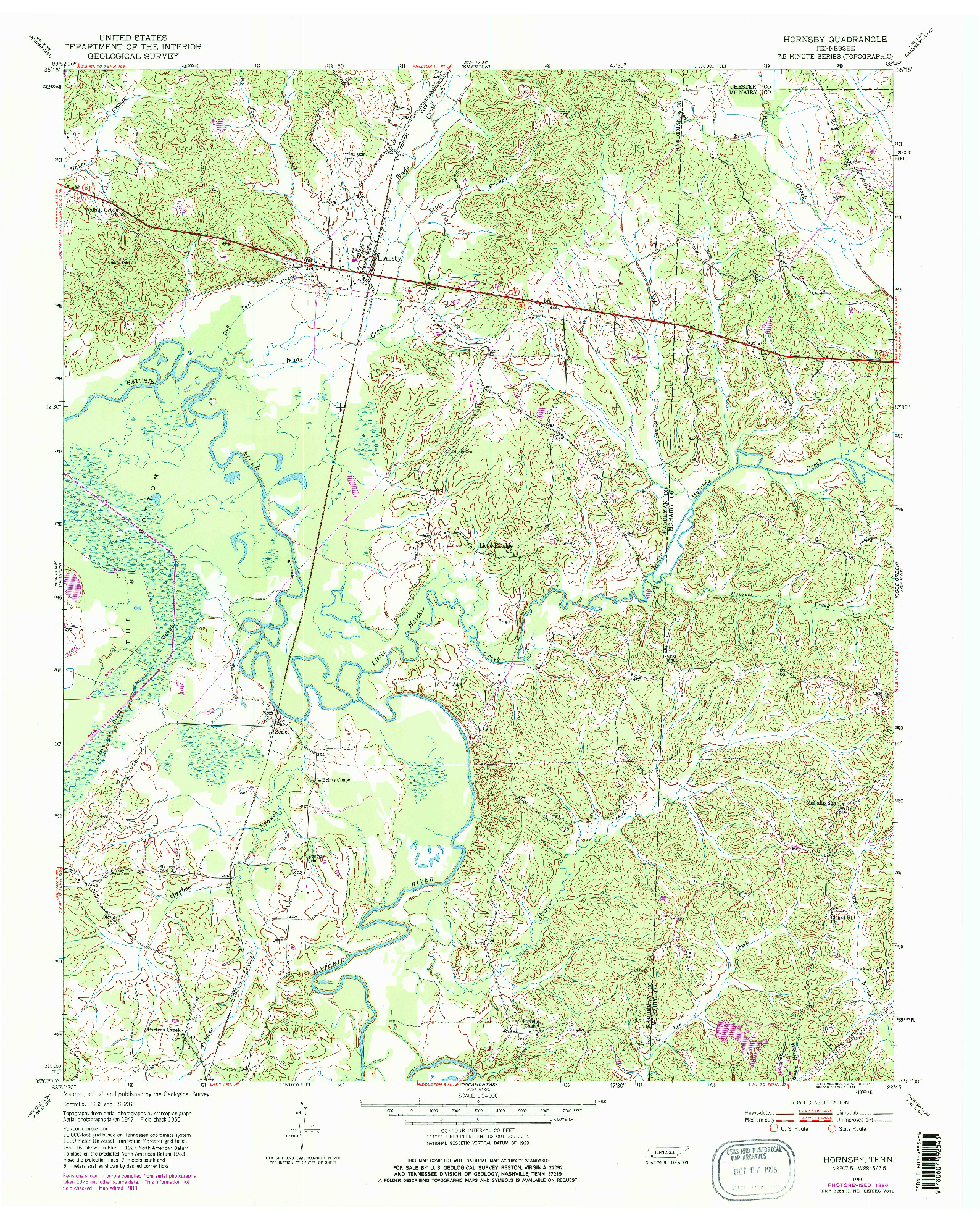 USGS 1:24000-SCALE QUADRANGLE FOR HORNSBY, TN 1950