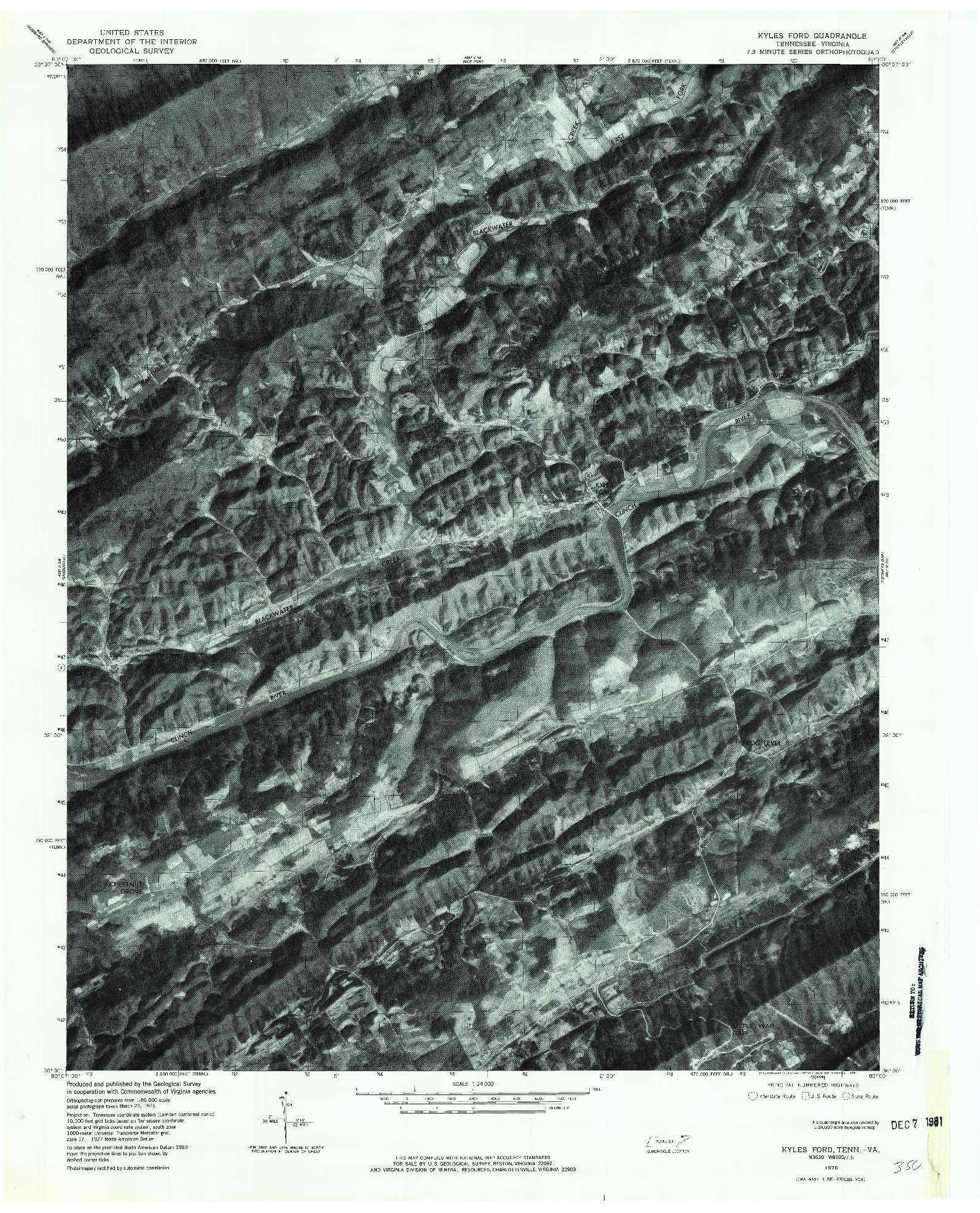 USGS 1:24000-SCALE QUADRANGLE FOR KYLES FORD, TN 1976