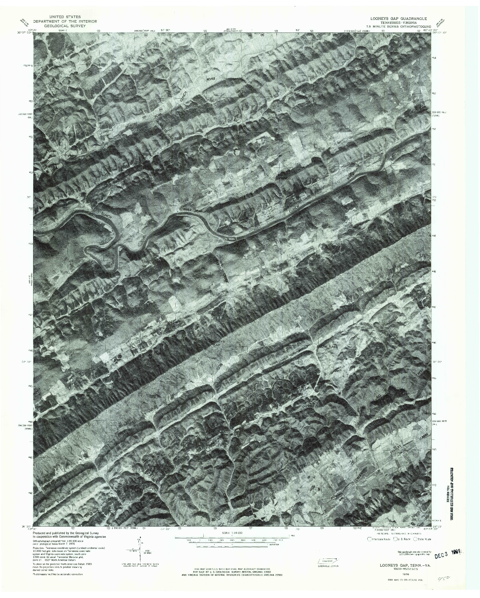 USGS 1:24000-SCALE QUADRANGLE FOR LOONEYS GAP, TN 1976