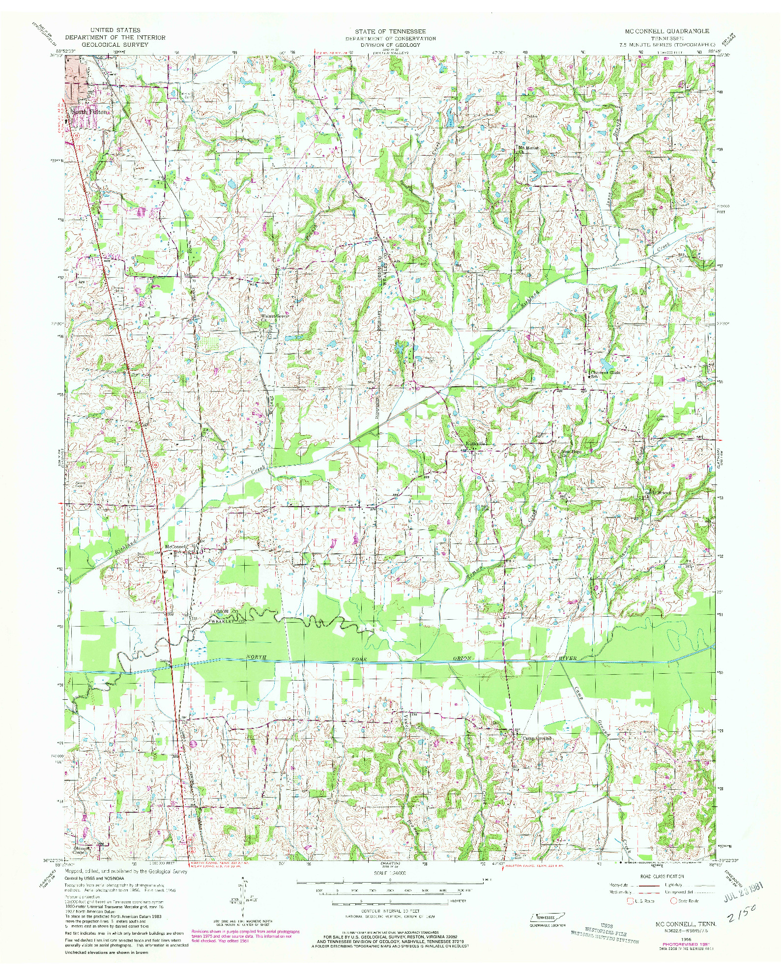 USGS 1:24000-SCALE QUADRANGLE FOR MC CONNELL, TN 1956