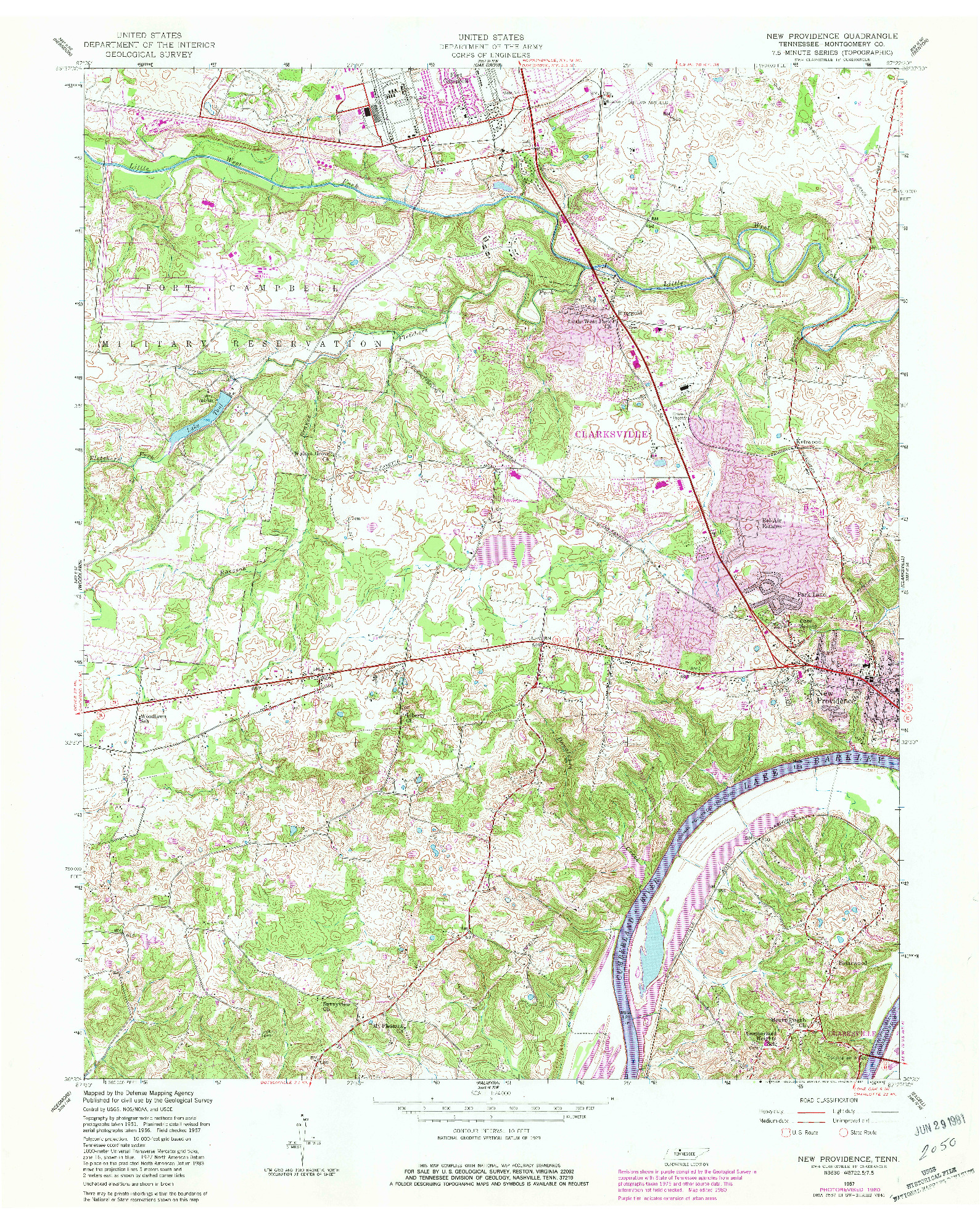 USGS 1:24000-SCALE QUADRANGLE FOR NEW PROVIDENCE, TN 1957