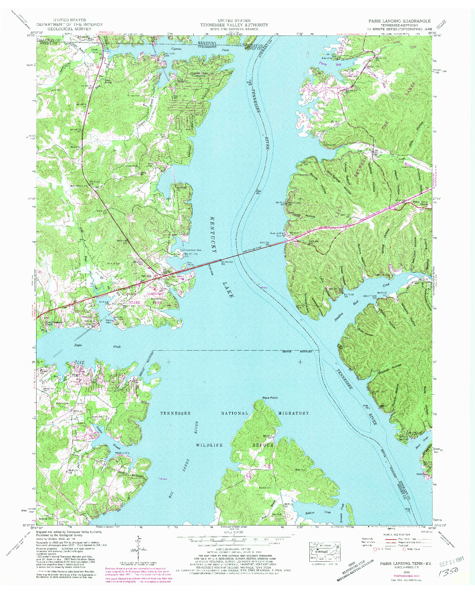 USGS 1:24000-SCALE QUADRANGLE FOR PARIS LANDING, TN 1950