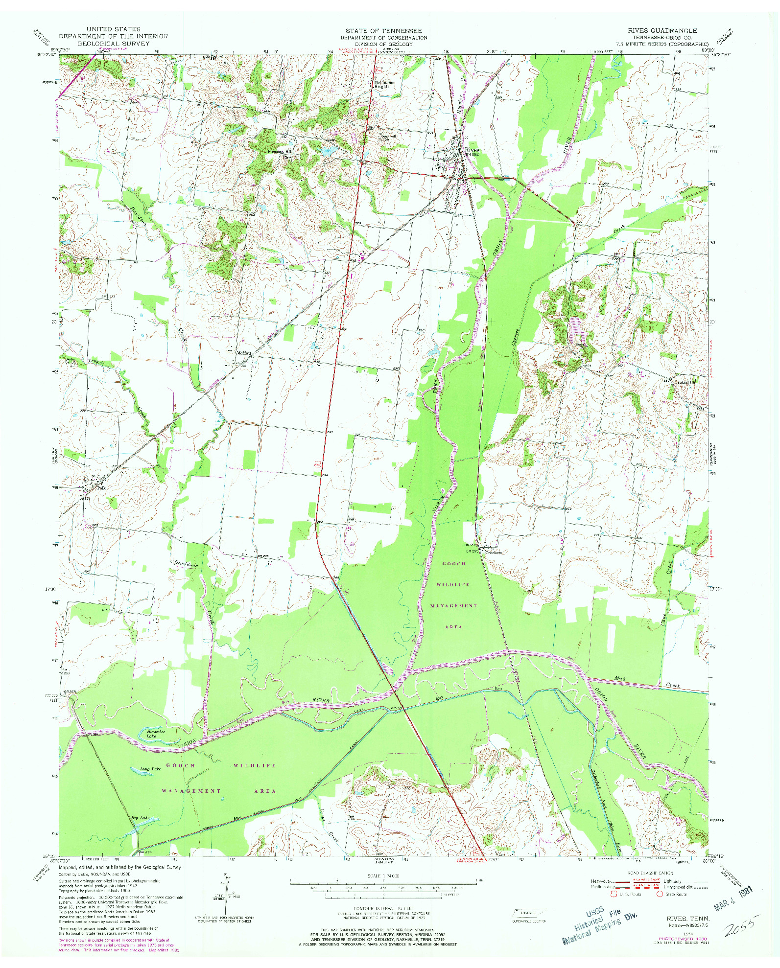 USGS 1:24000-SCALE QUADRANGLE FOR RIVES, TN 1950