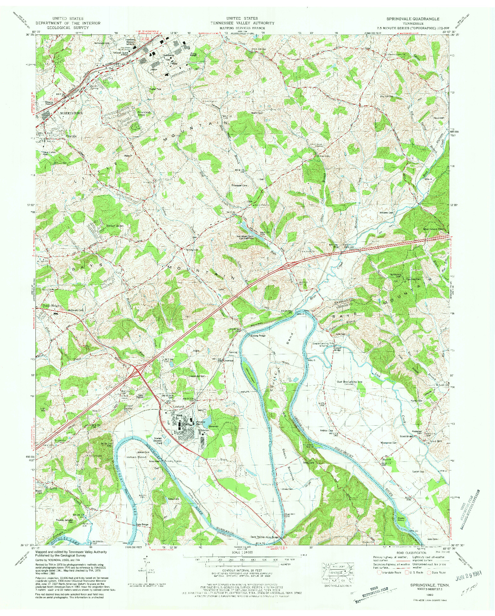 USGS 1:24000-SCALE QUADRANGLE FOR SPRINGVALE, TN 1980