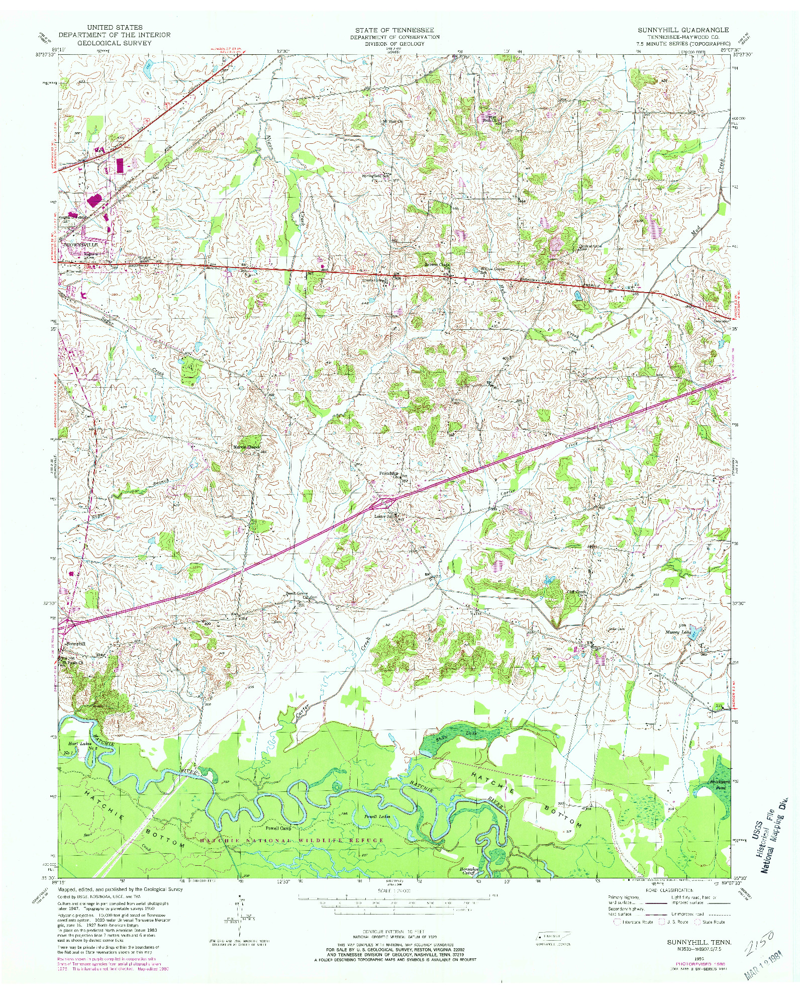 USGS 1:24000-SCALE QUADRANGLE FOR SUNNYHILL, TN 1950