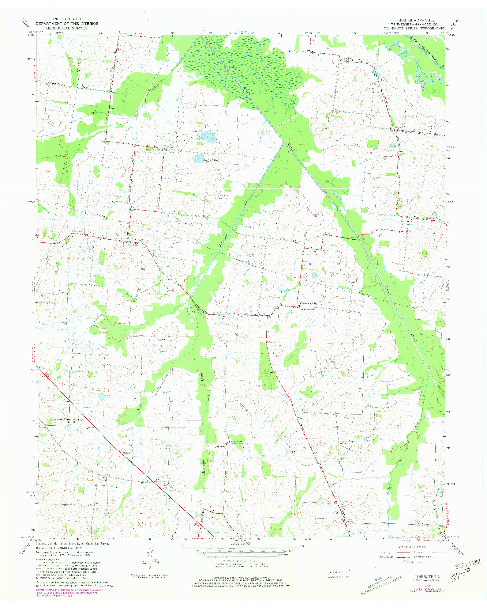 USGS 1:24000-SCALE QUADRANGLE FOR TIBBS, TN 1964