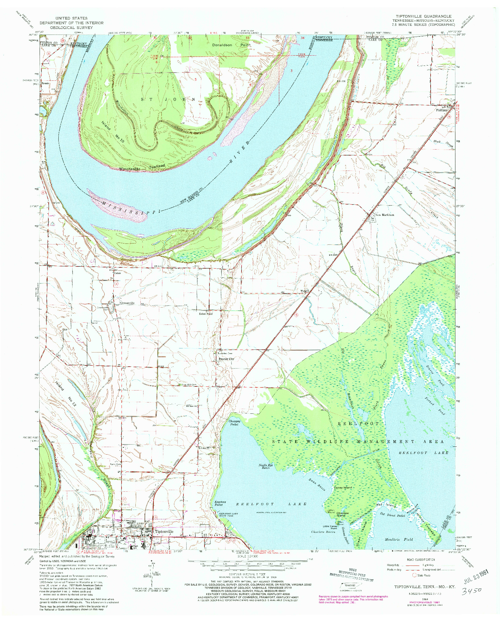 USGS 1:24000-SCALE QUADRANGLE FOR TIPTONVILLE, TN 1964