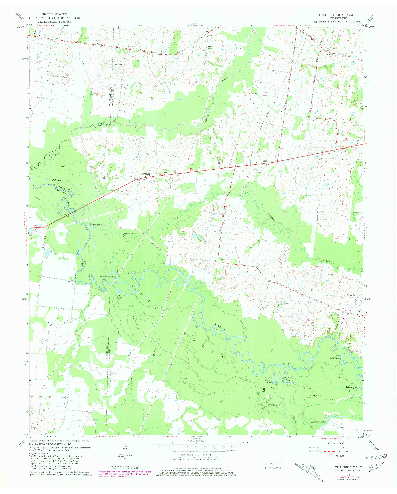 USGS 1:24000-SCALE QUADRANGLE FOR TURNPIKE, TN 1964