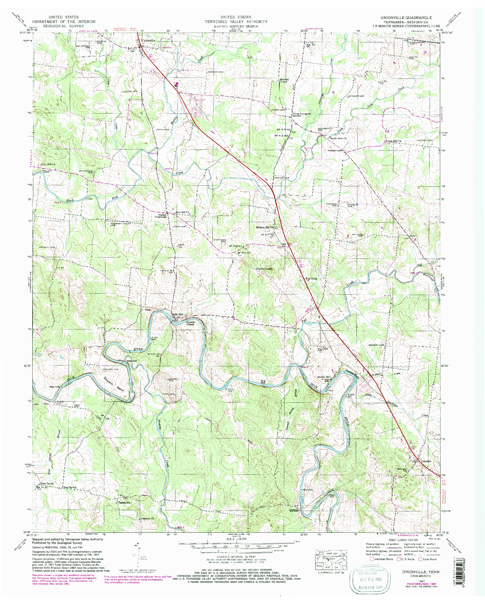 USGS 1:24000-SCALE QUADRANGLE FOR UNIONVILLE, TN 1947