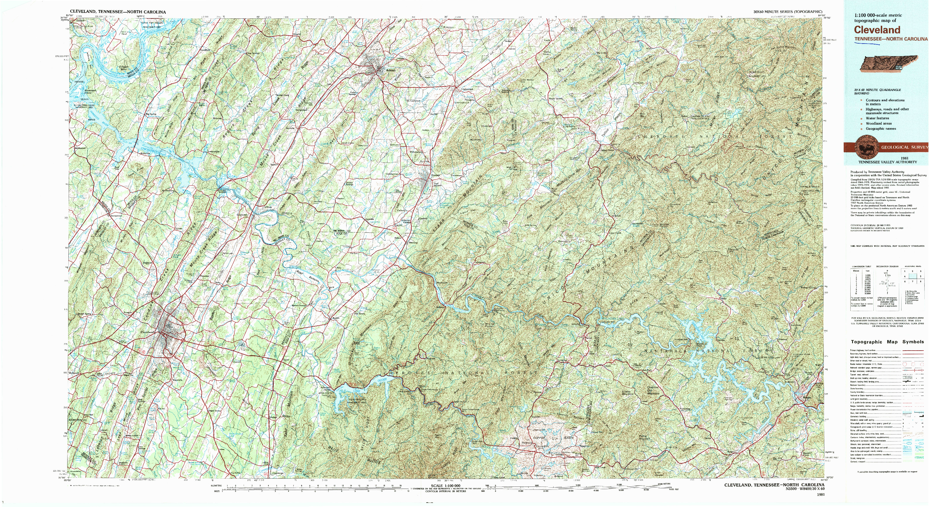 USGS 1:100000-SCALE QUADRANGLE FOR CLEVELAND, TN 1981