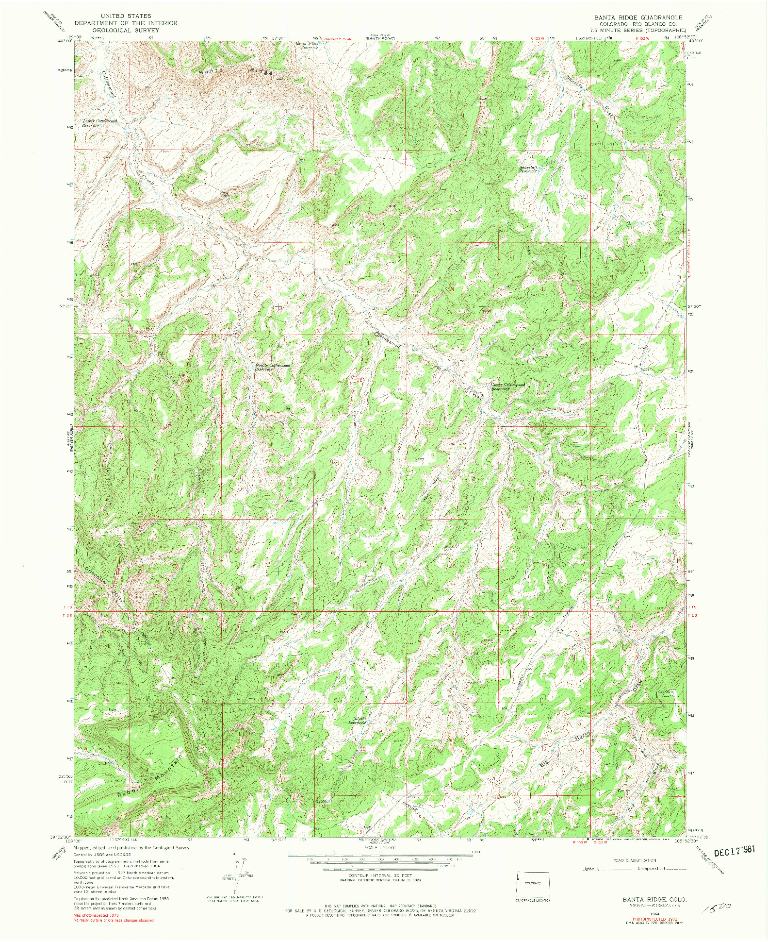 USGS 1:24000-SCALE QUADRANGLE FOR BANTA RIDGE, CO 1964
