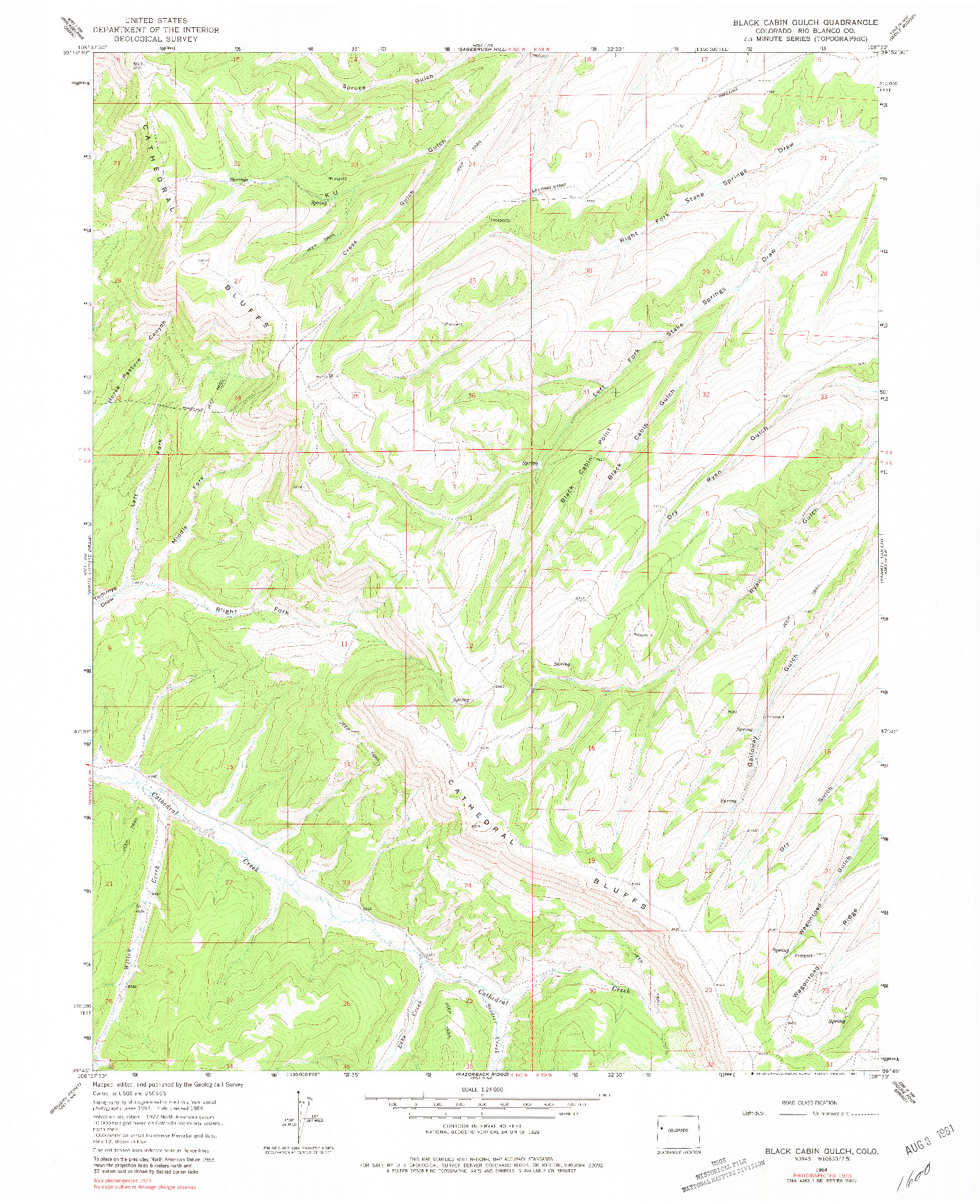 USGS 1:24000-SCALE QUADRANGLE FOR BLACK CABIN GULCH, CO 1964