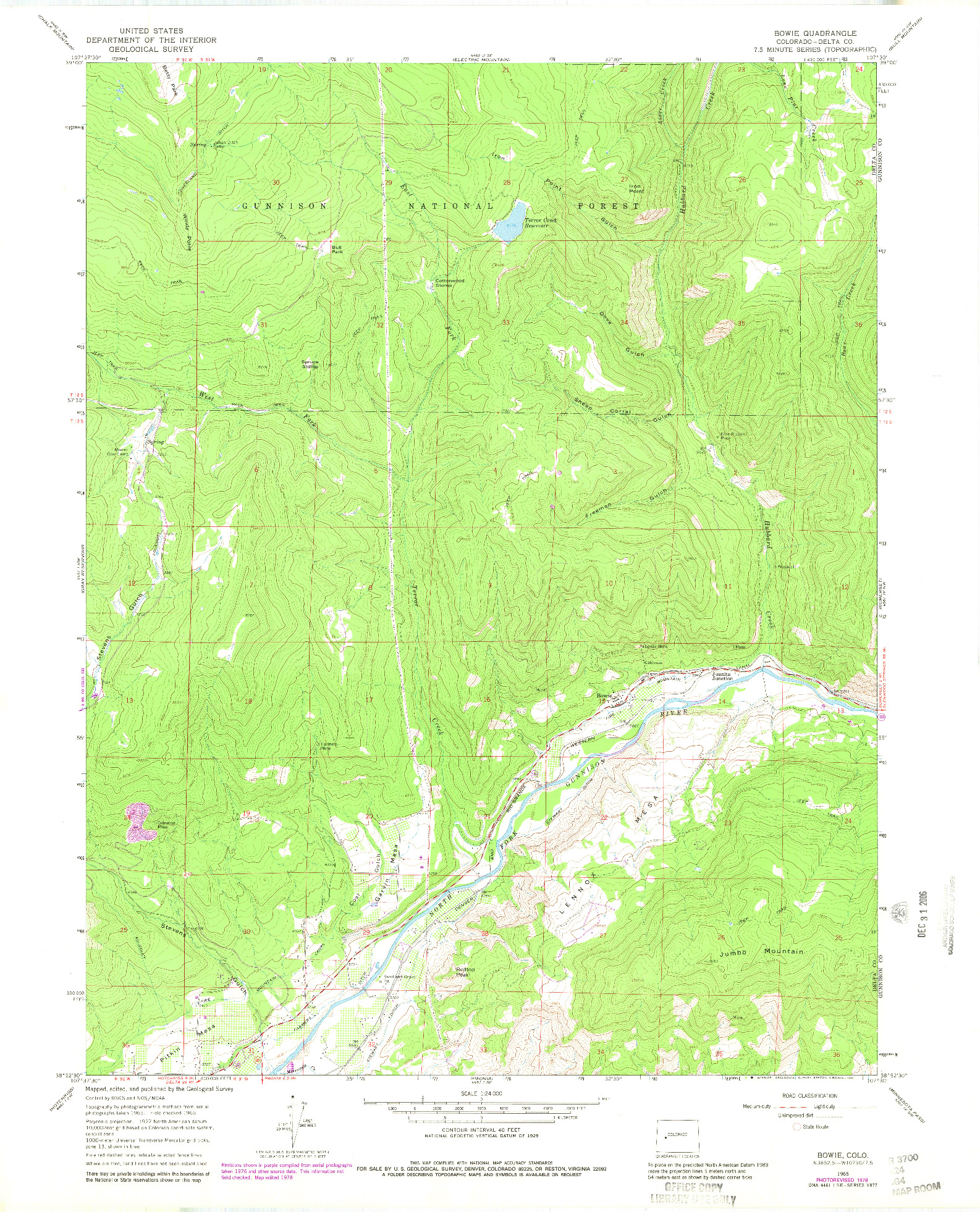 USGS 1:24000-SCALE QUADRANGLE FOR BOWIE, CO 1965