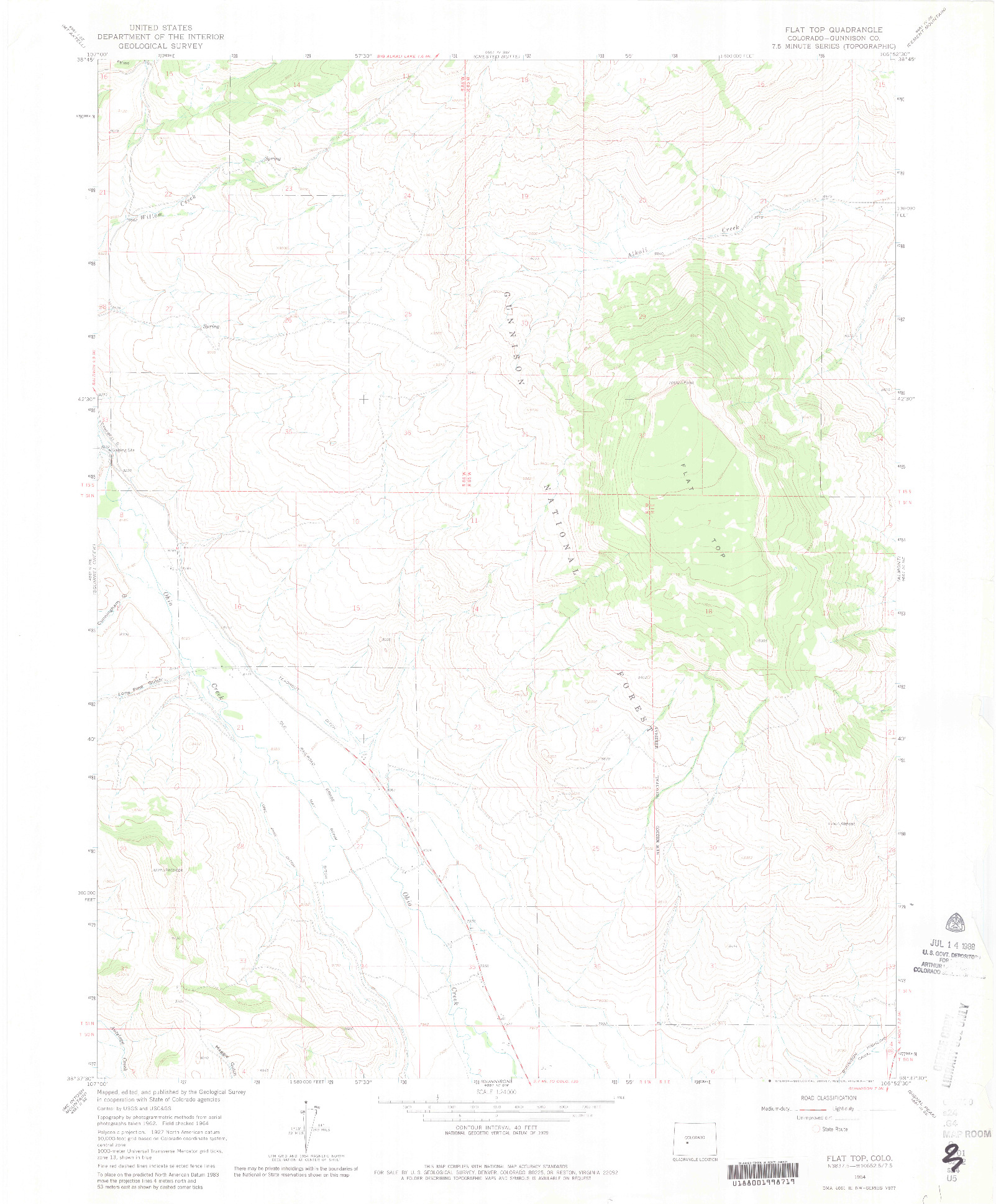 USGS 1:24000-SCALE QUADRANGLE FOR FLAT TOP, CO 1964