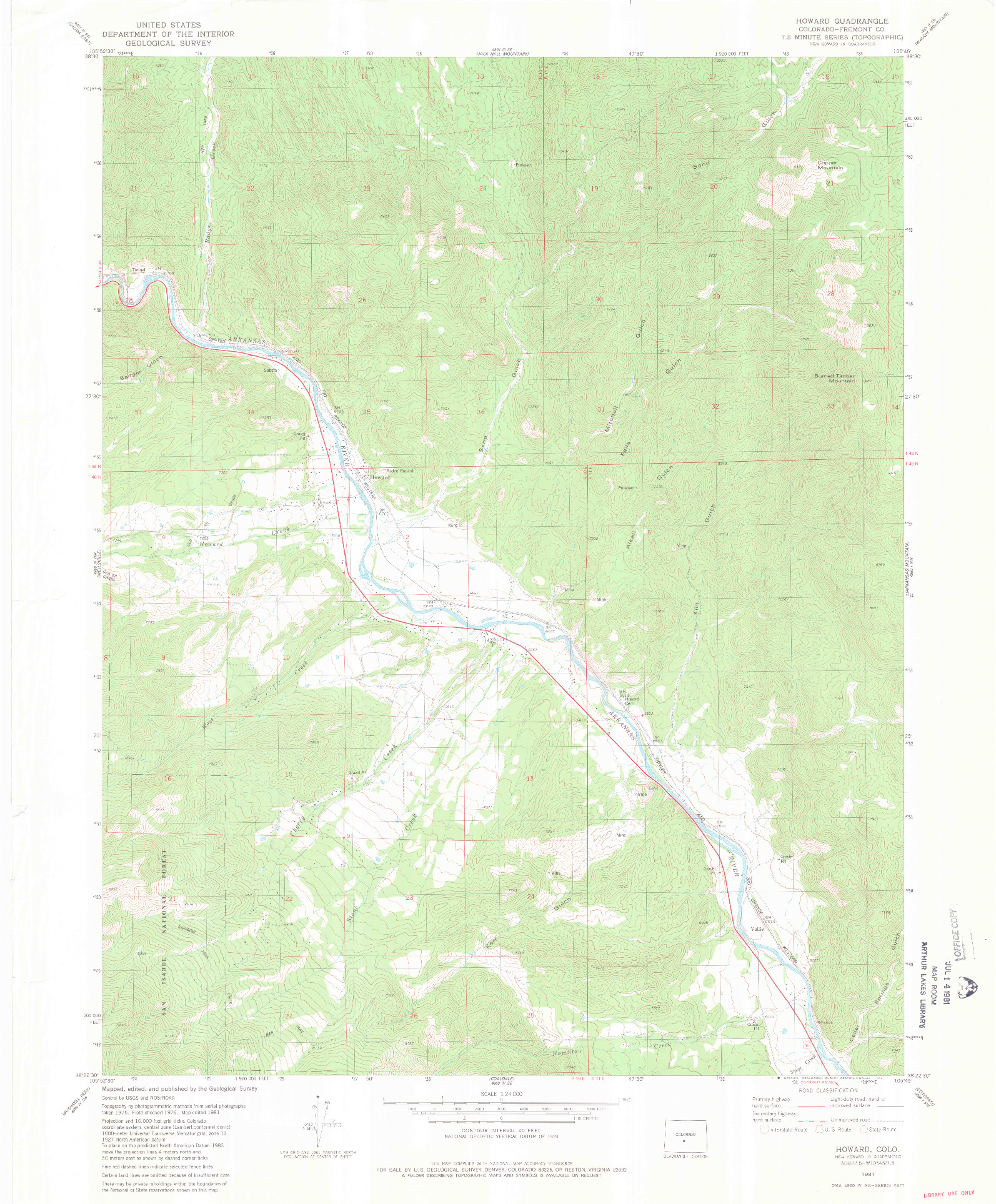 USGS 1:24000-SCALE QUADRANGLE FOR HOWARD, CO 1981