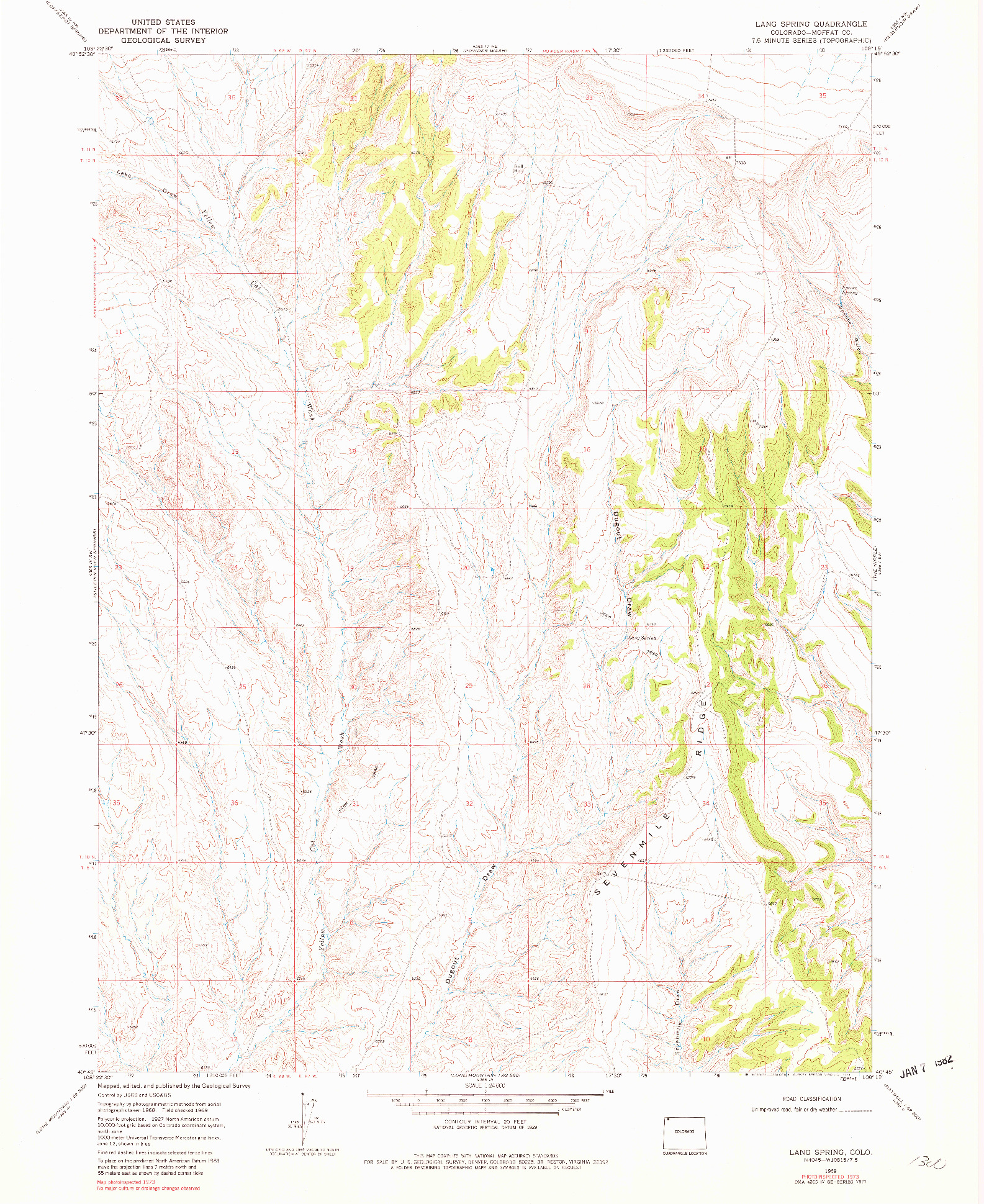 USGS 1:24000-SCALE QUADRANGLE FOR LANG SPRING, CO 1969