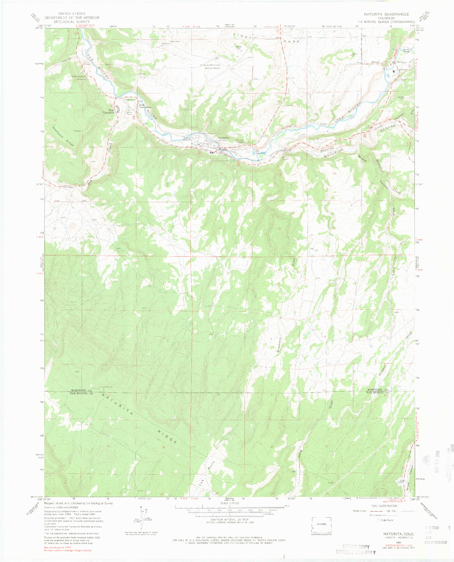 USGS 1:24000-SCALE QUADRANGLE FOR NATURITA, CO 1964