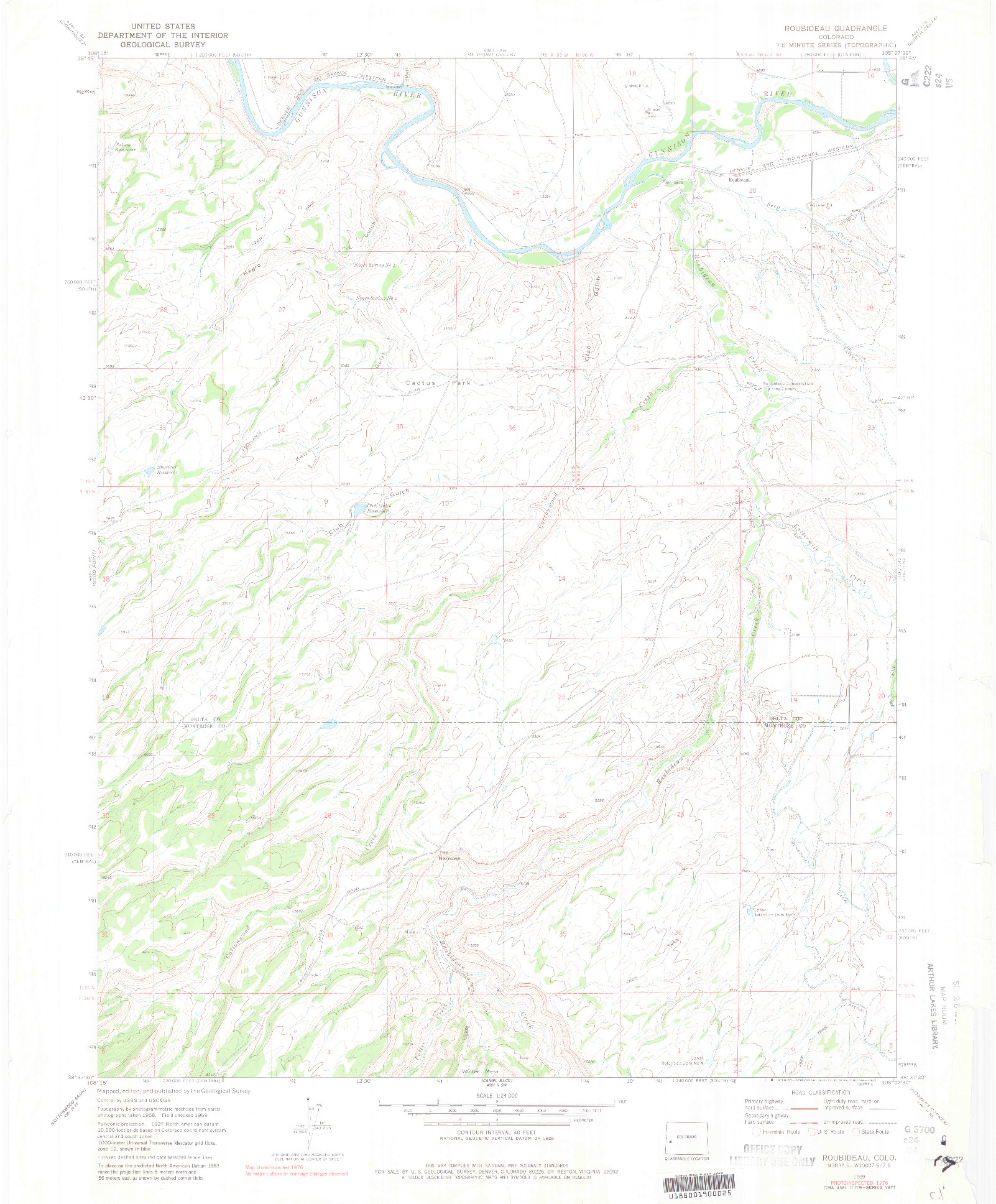 USGS 1:24000-SCALE QUADRANGLE FOR ROUBIDEAU, CO 1969