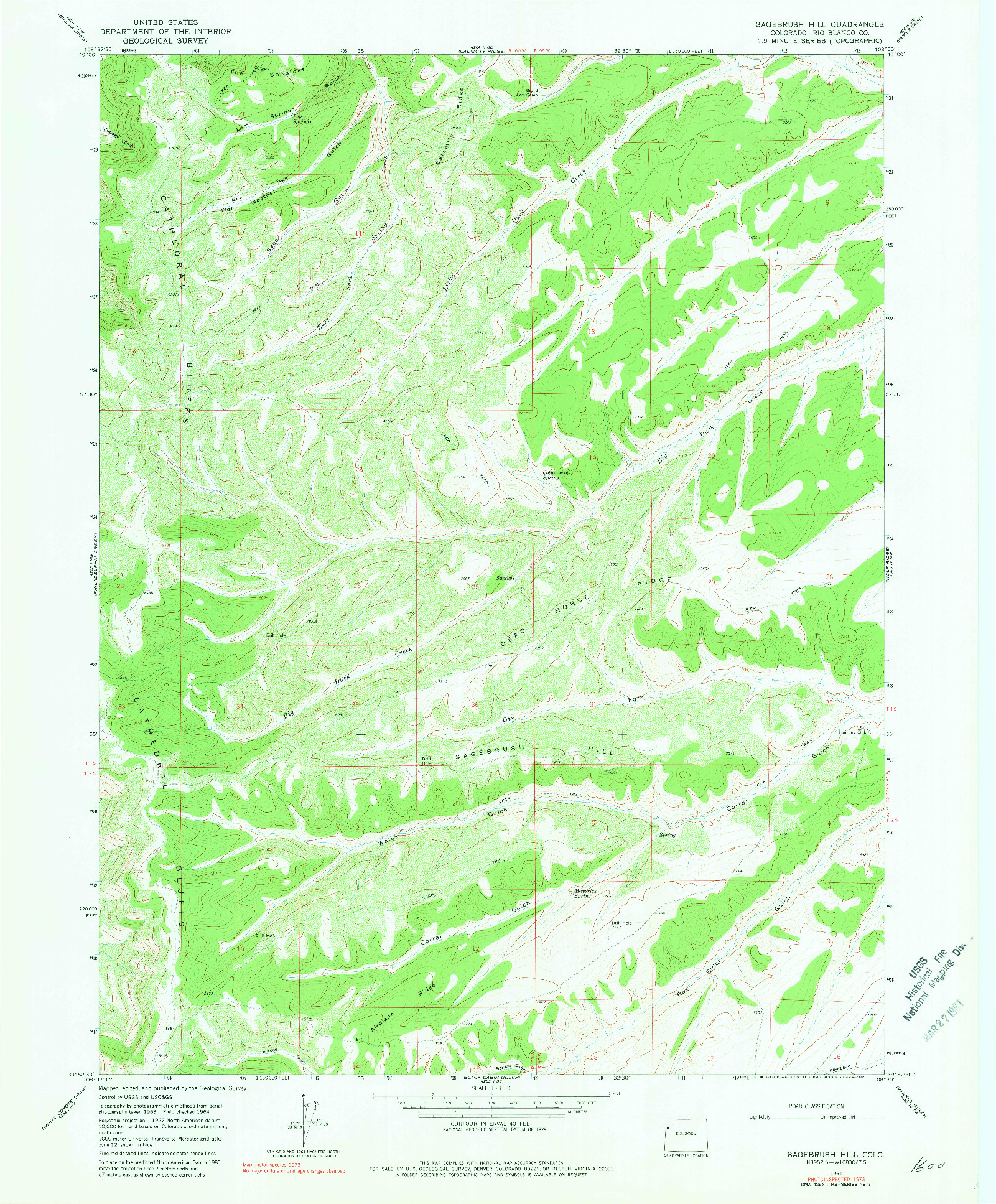 USGS 1:24000-SCALE QUADRANGLE FOR SAGEBRUSH HILL, CO 1964