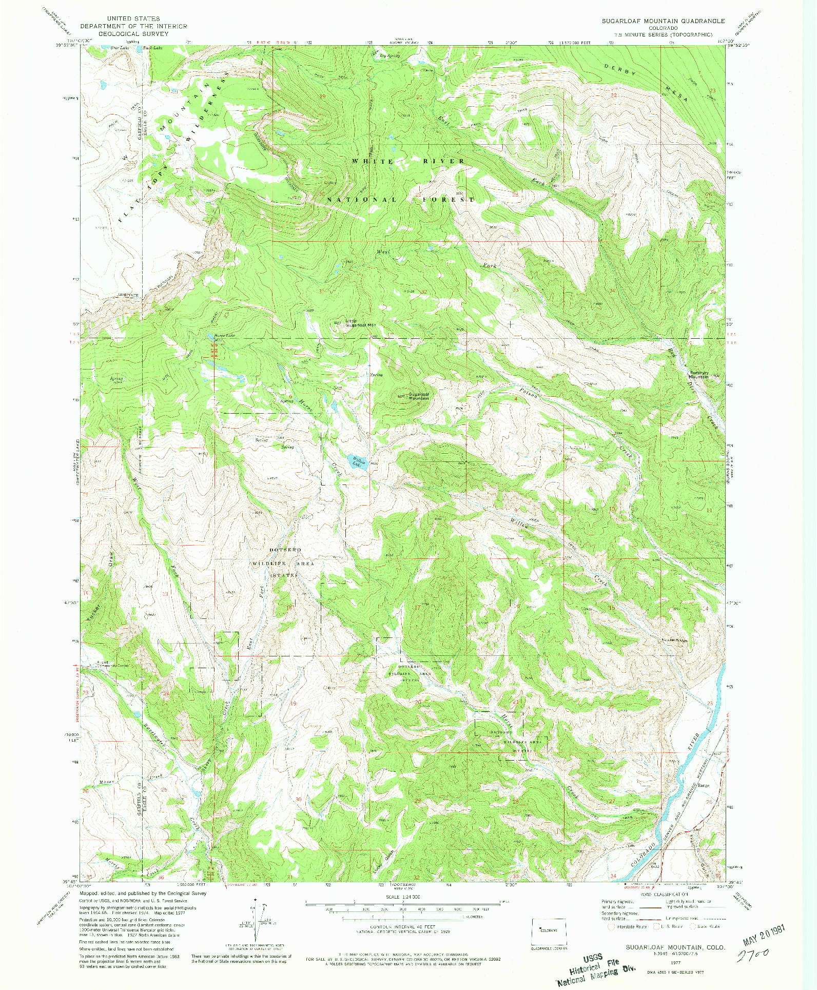 USGS 1:24000-SCALE QUADRANGLE FOR SUGARLOAF MOUNTAIN, CO 1977