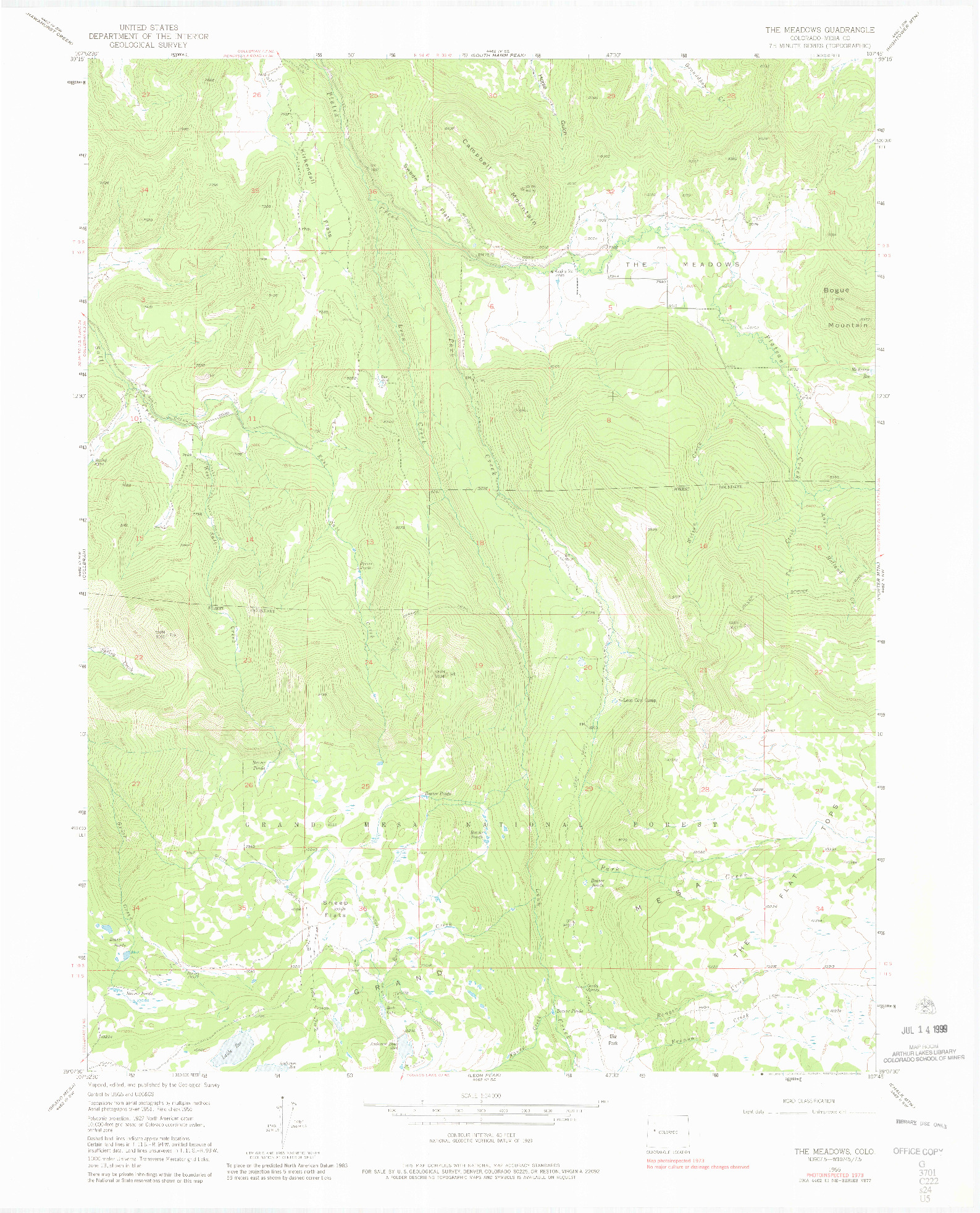 USGS 1:24000-SCALE QUADRANGLE FOR THE MEADOWS, CO 1955