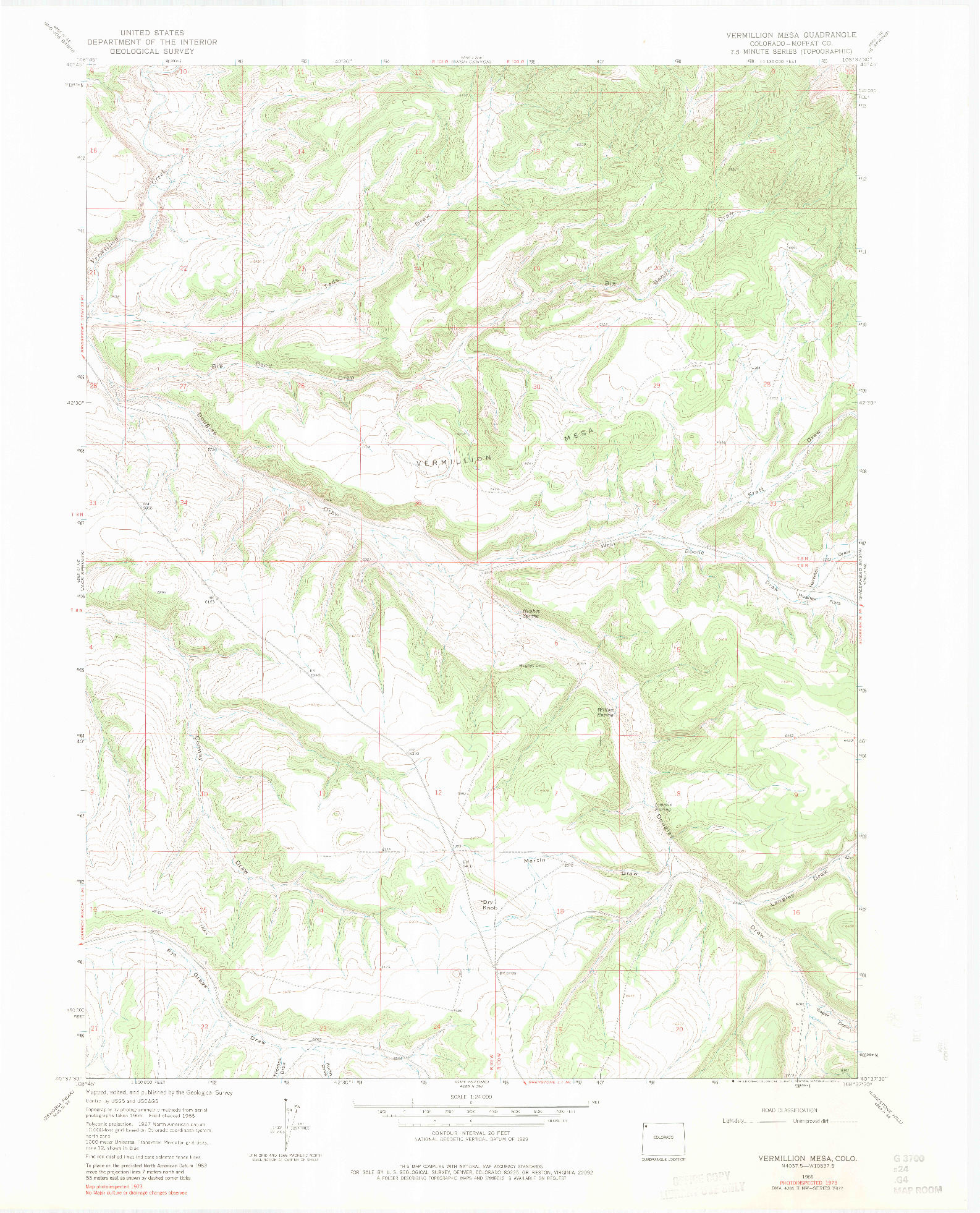 USGS 1:24000-SCALE QUADRANGLE FOR VERMILLION MESA, CO 1966