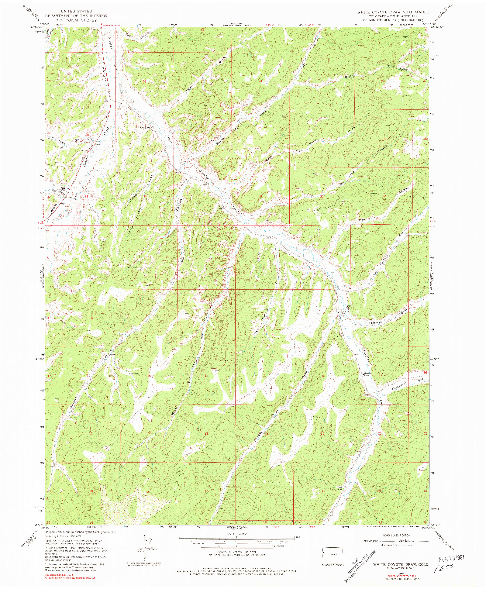 USGS 1:24000-SCALE QUADRANGLE FOR WHITE COYOTE DRAW, CO 1964