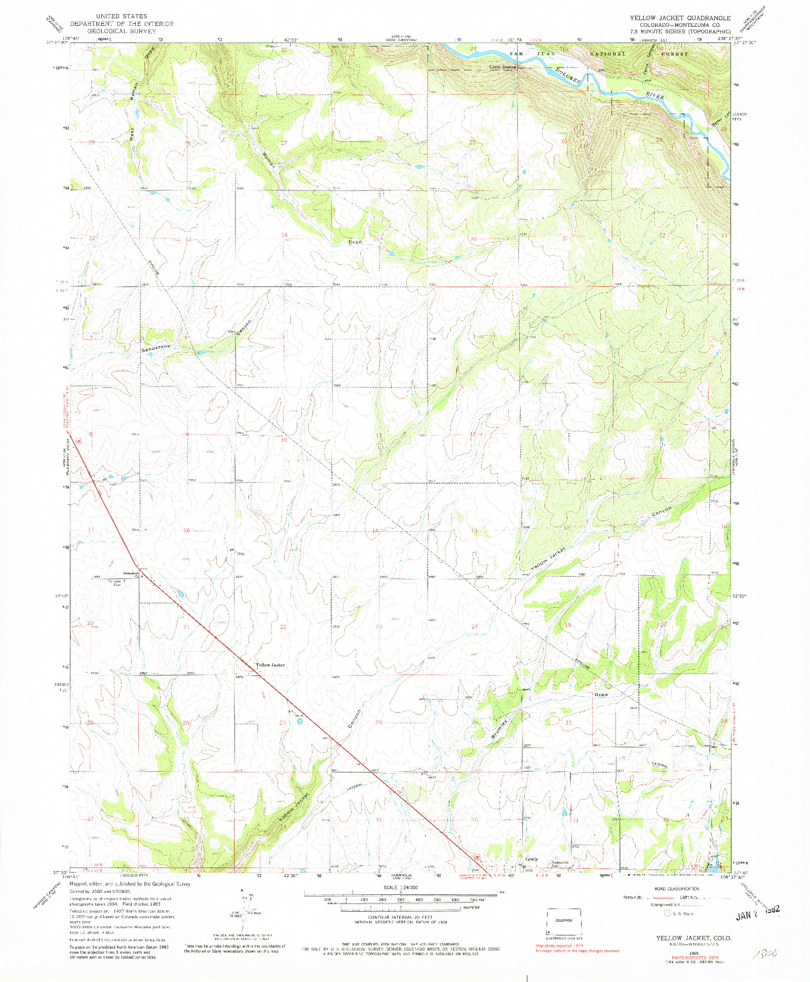 USGS 1:24000-SCALE QUADRANGLE FOR YELLOW JACKET, CO 1965