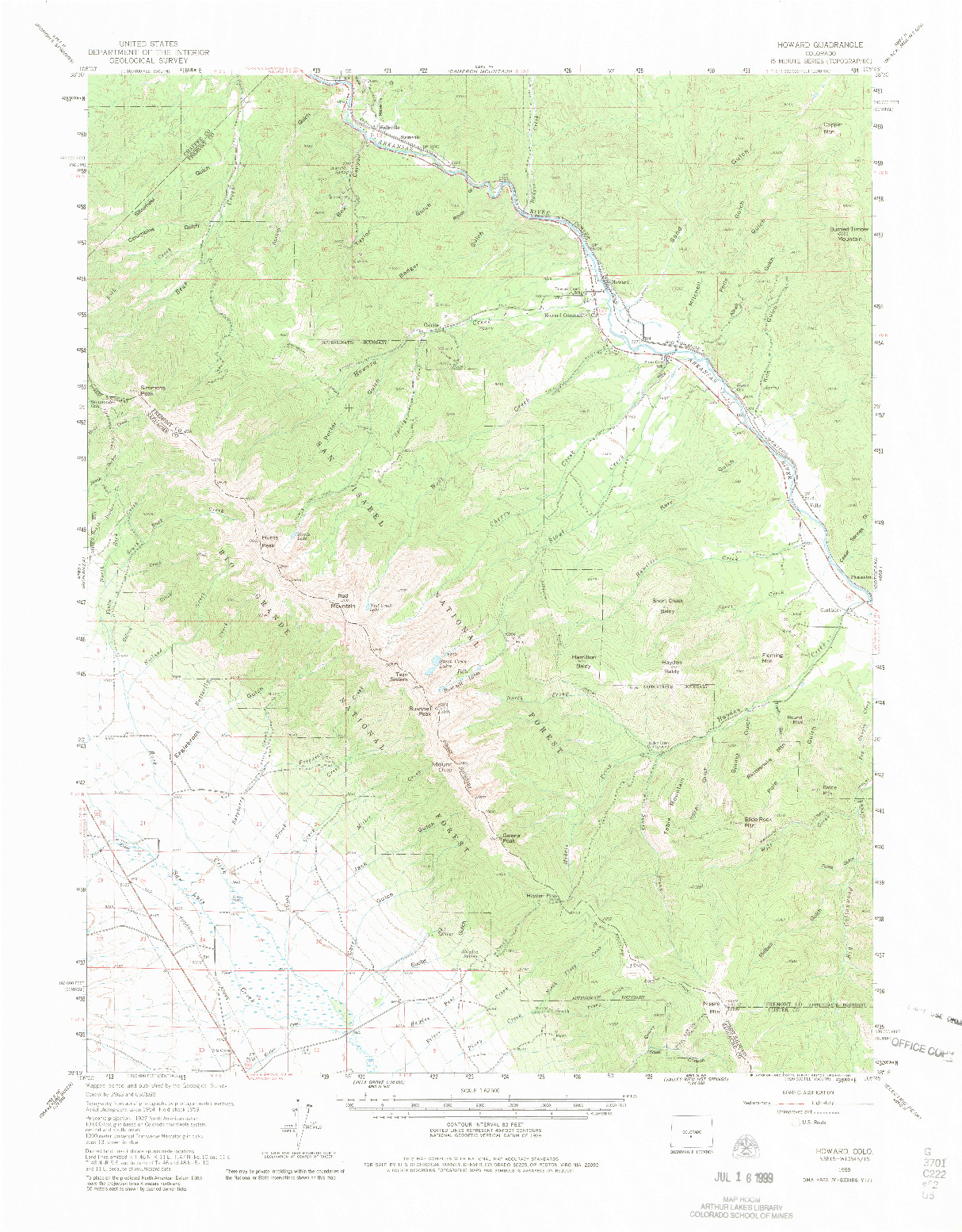 USGS 1:62500-SCALE QUADRANGLE FOR HOWARD, CO 1959