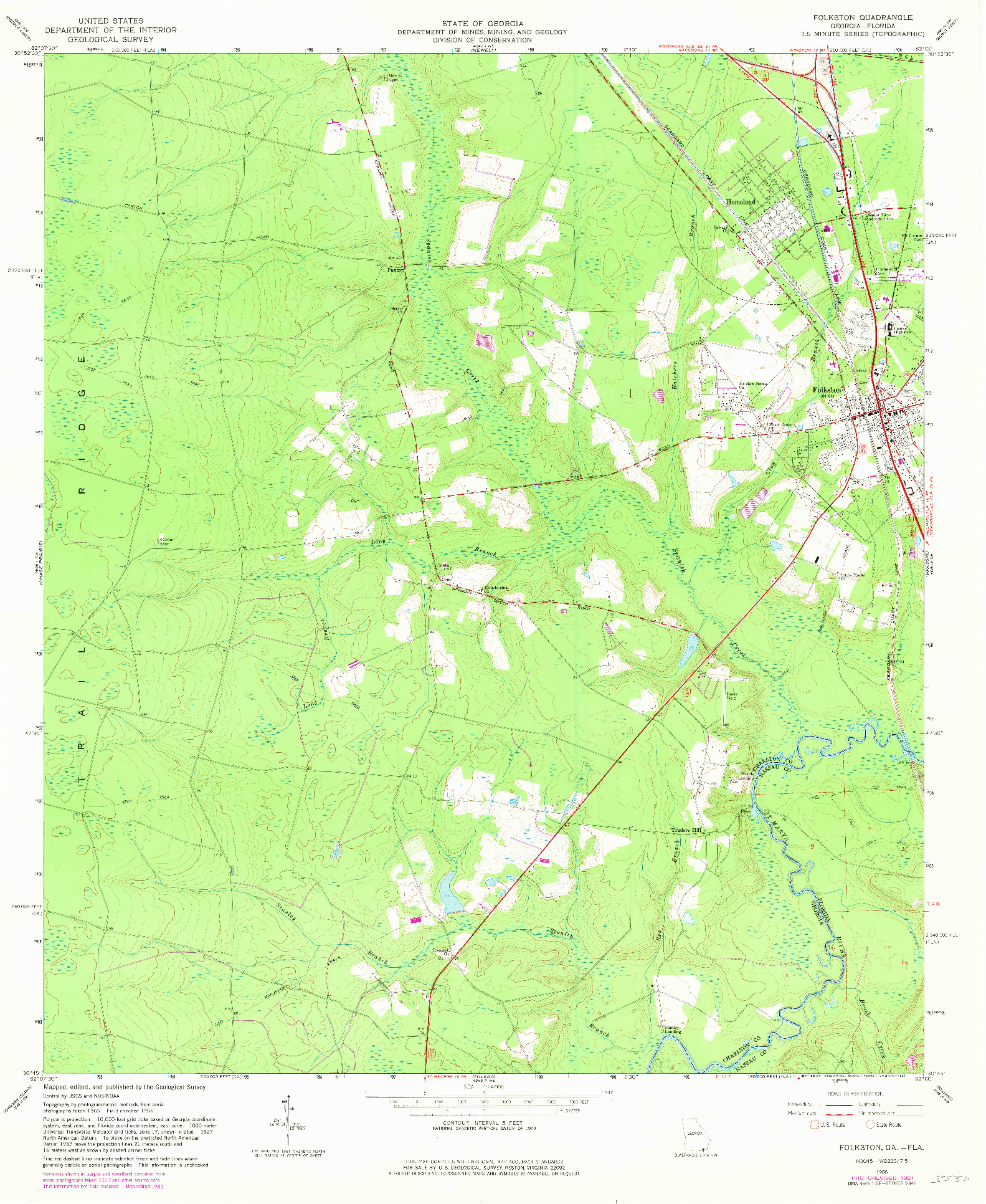 USGS 1:24000-SCALE QUADRANGLE FOR FOLKSTON, GA 1966
