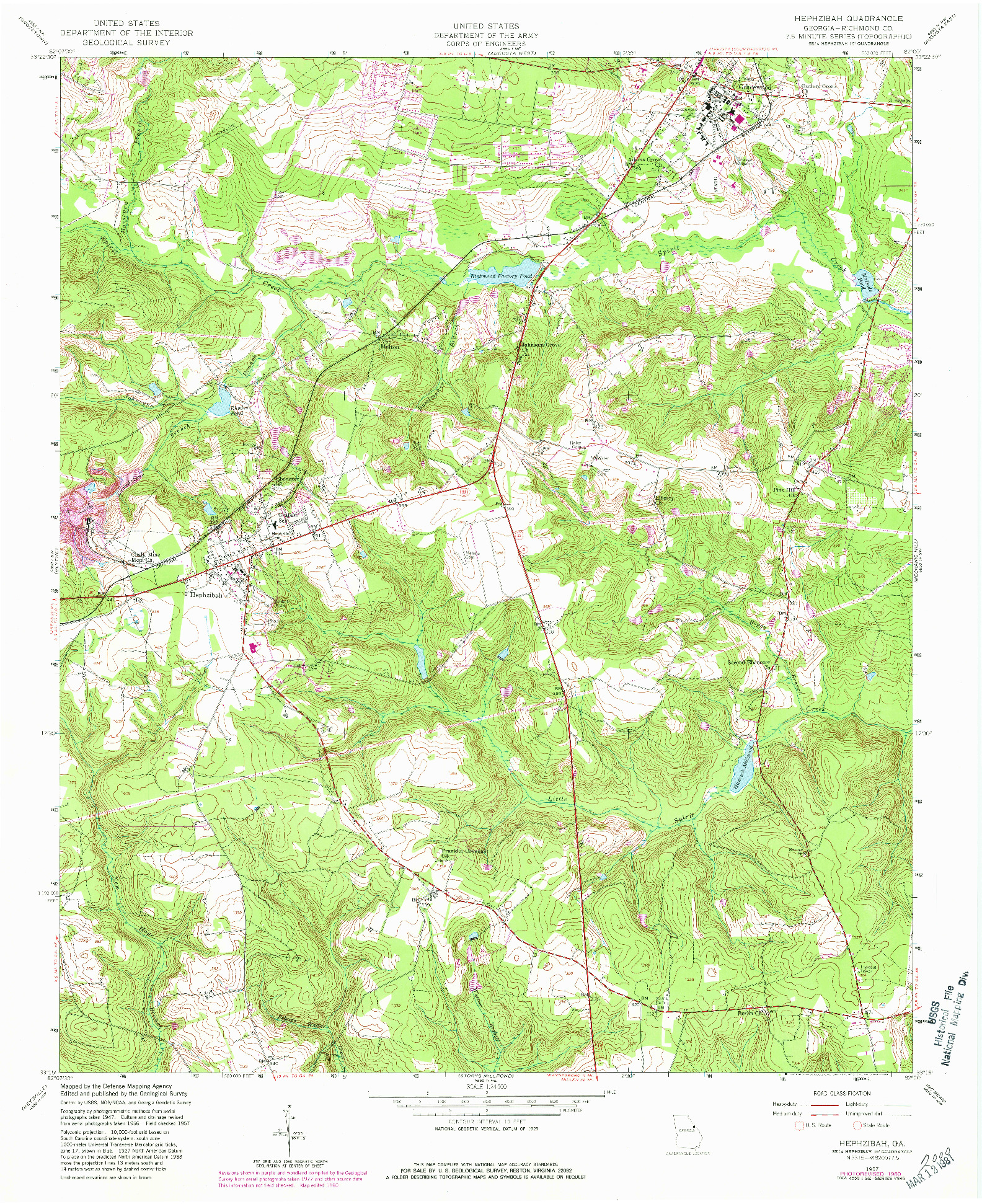 USGS 1:24000-SCALE QUADRANGLE FOR HEPHZIBAH, GA 1957