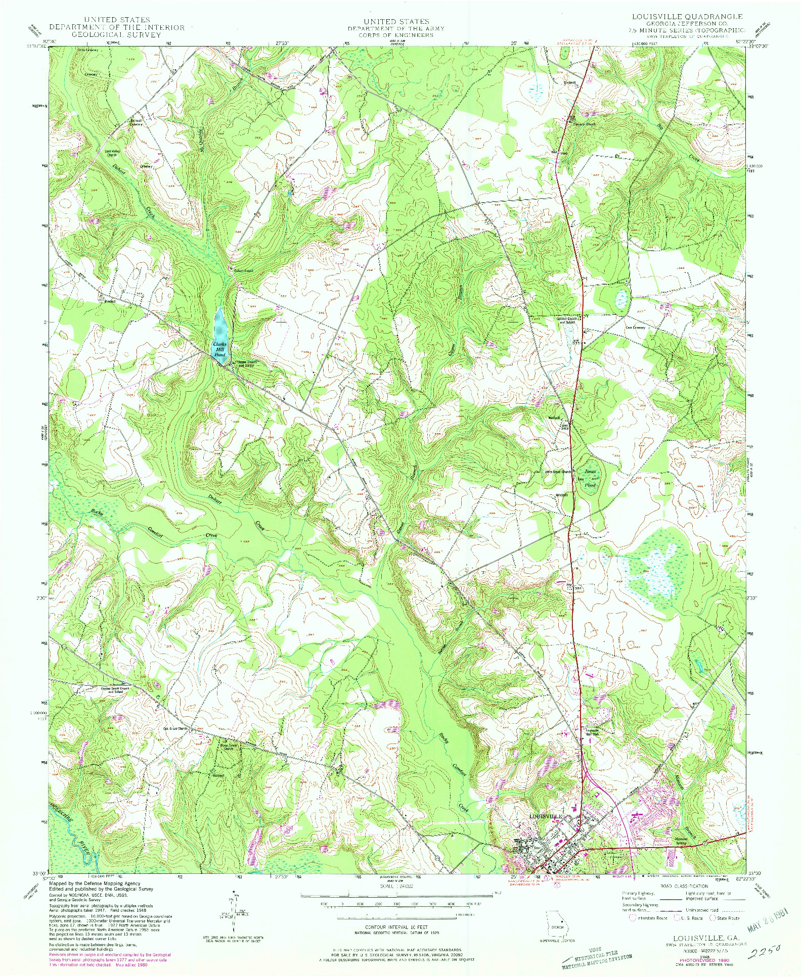 USGS 1:24000-SCALE QUADRANGLE FOR LOUISVILLE, GA 1948