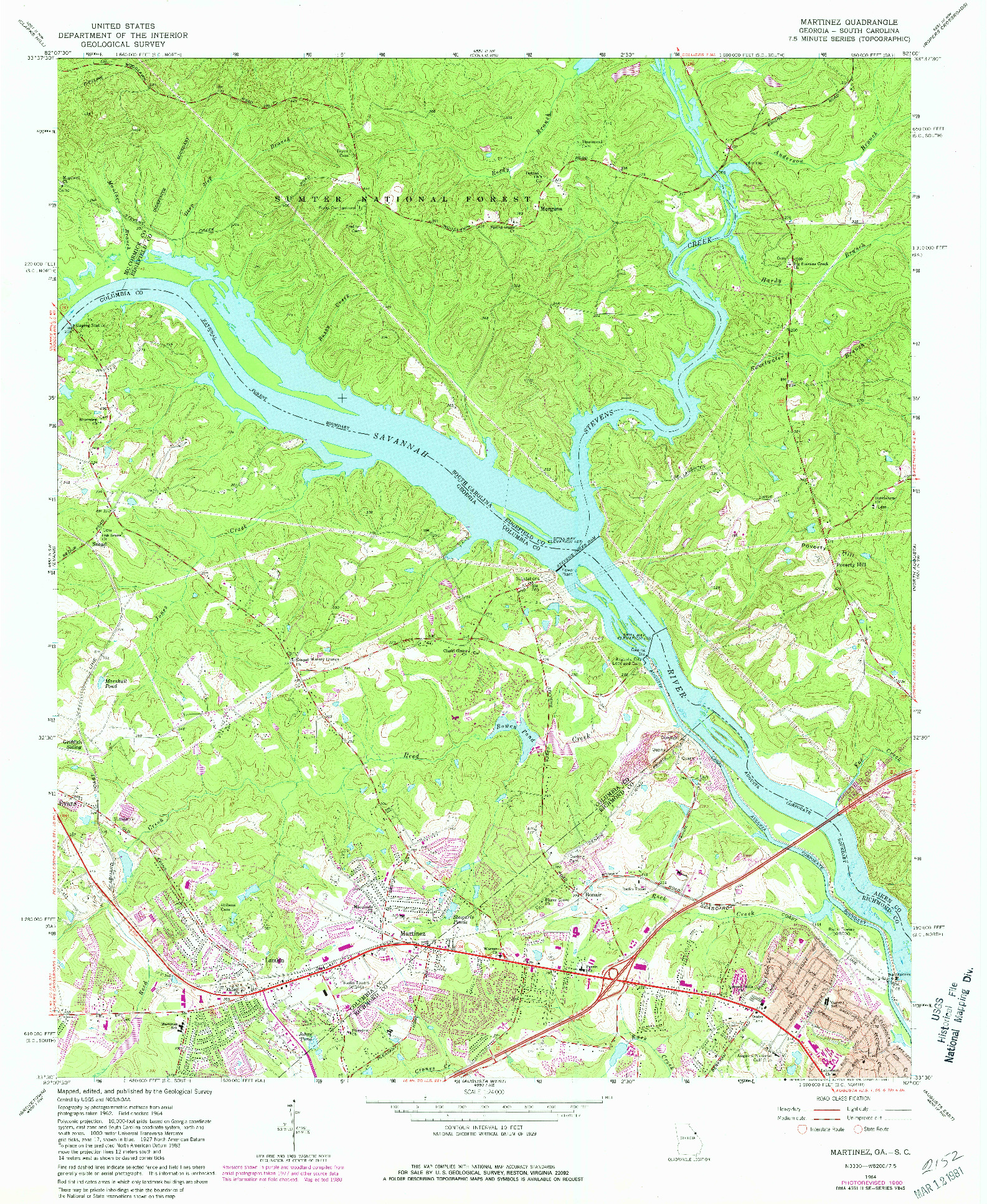 USGS 1:24000-SCALE QUADRANGLE FOR MARTINEZ, GA 1964