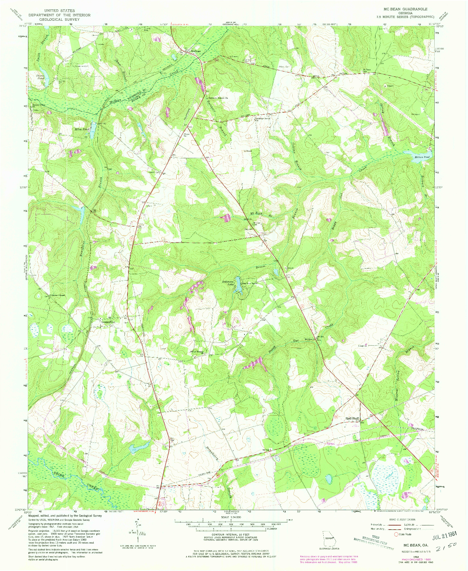 USGS 1:24000-SCALE QUADRANGLE FOR MC BEAN, GA 1964
