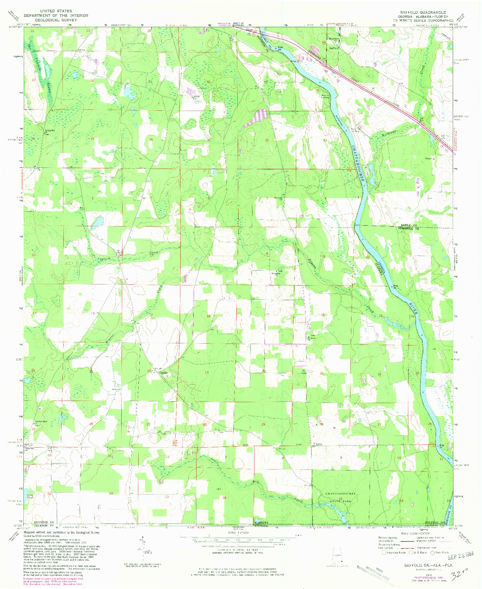 USGS 1:24000-SCALE QUADRANGLE FOR SAFFOLD, GA 1970