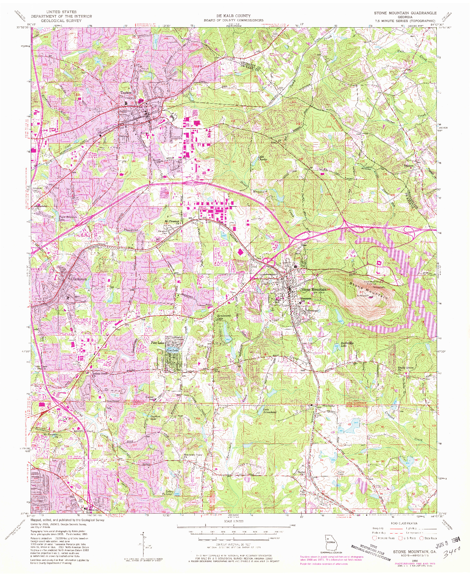 USGS 1:24000-SCALE QUADRANGLE FOR STONE MOUNTAIN, GA 1956