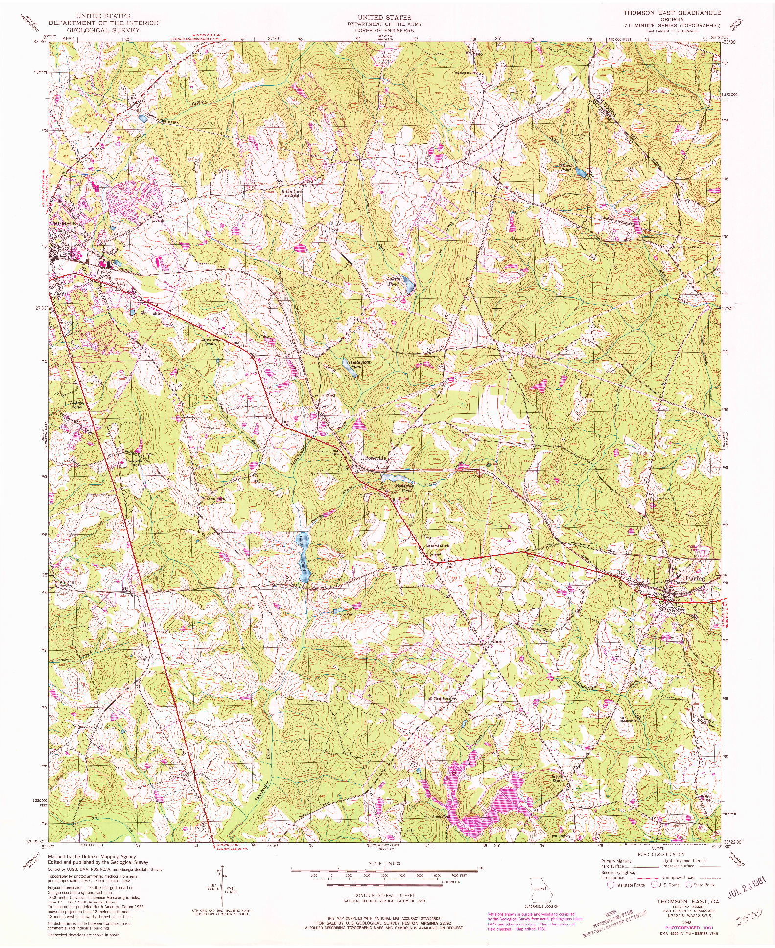 USGS 1:24000-SCALE QUADRANGLE FOR THOMSON EAST, GA 1948
