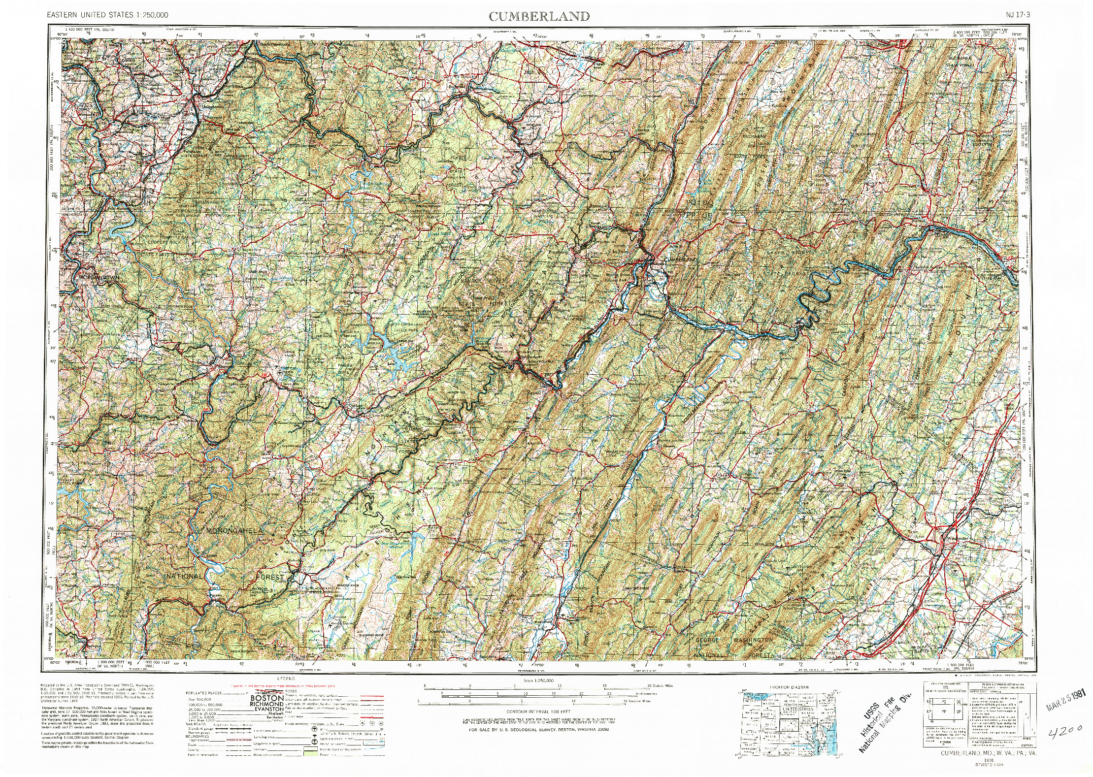 USGS 1:250000-SCALE QUADRANGLE FOR CUMBERLAND, MD 1956