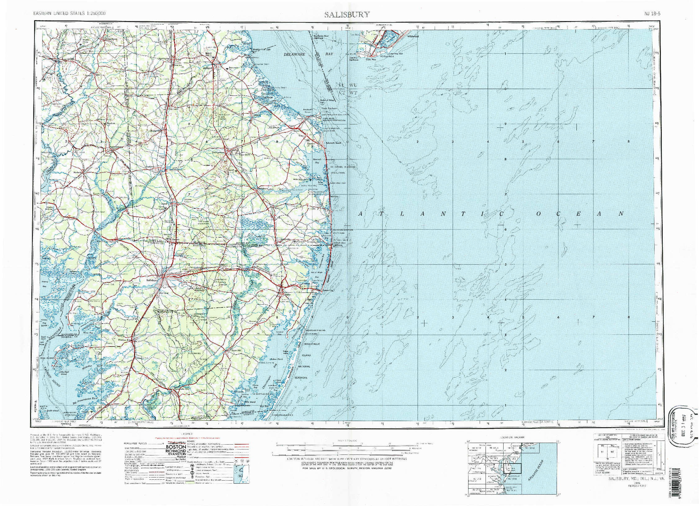 USGS 1:250000-SCALE QUADRANGLE FOR SALISBURY, MD 1946