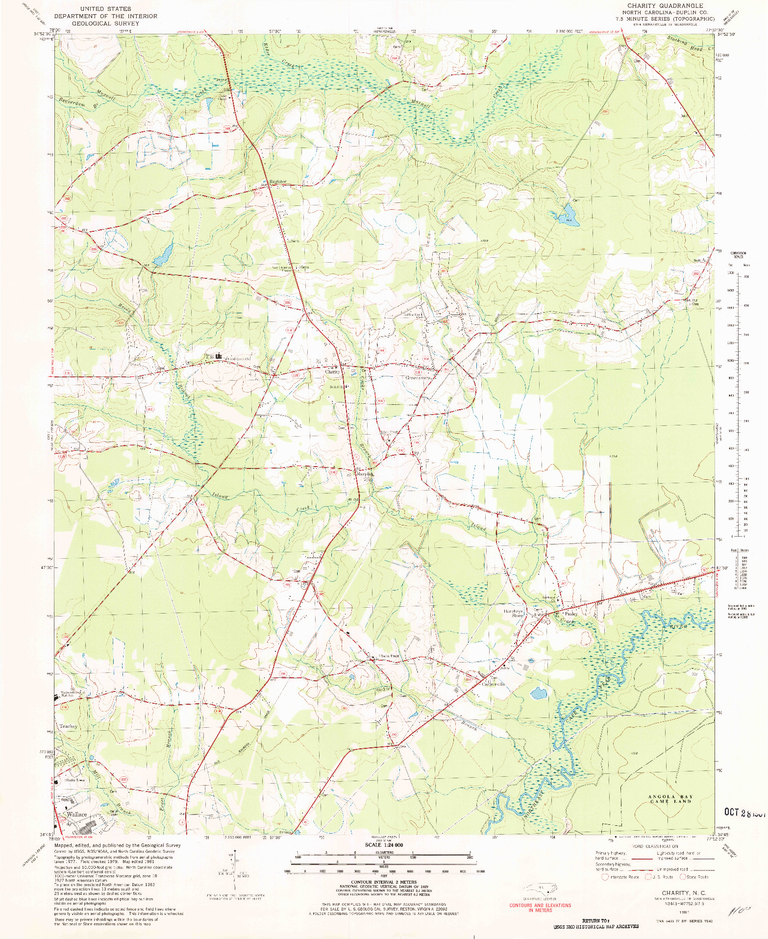 USGS 1:24000-SCALE QUADRANGLE FOR CHARITY, NC 1981