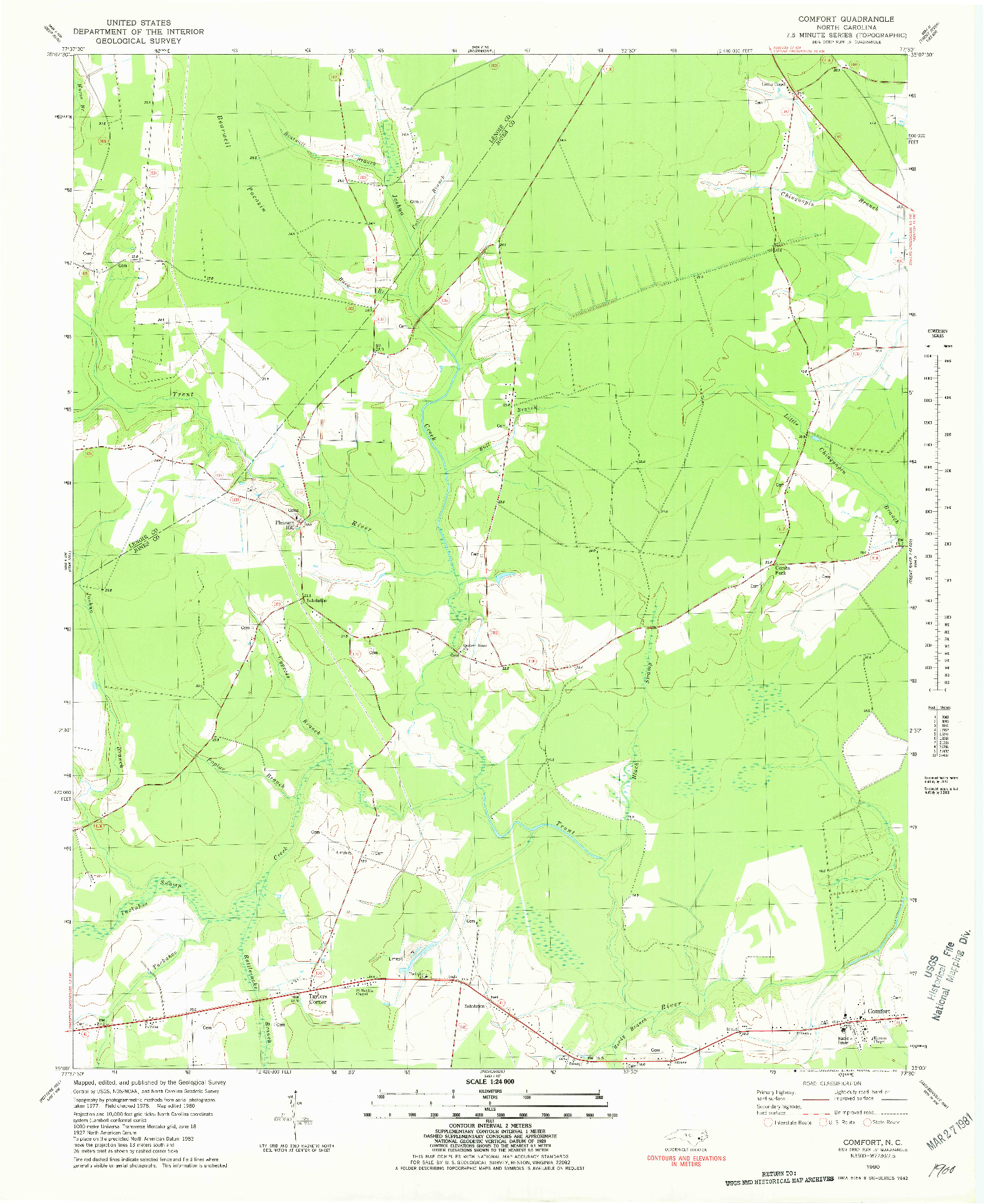 USGS 1:24000-SCALE QUADRANGLE FOR COMFORT, NC 1980