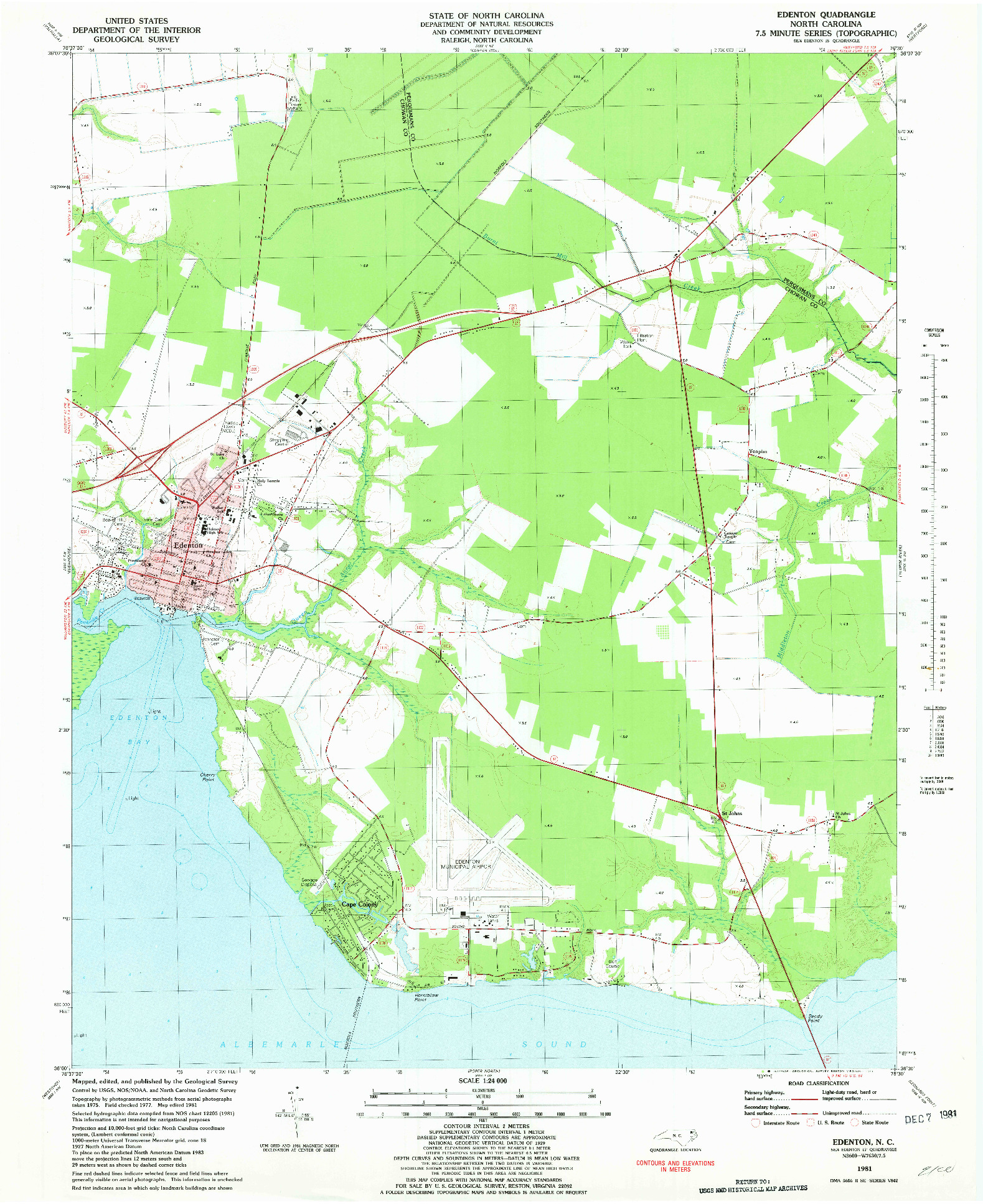 USGS 1:24000-SCALE QUADRANGLE FOR EDENTON, NC 1981