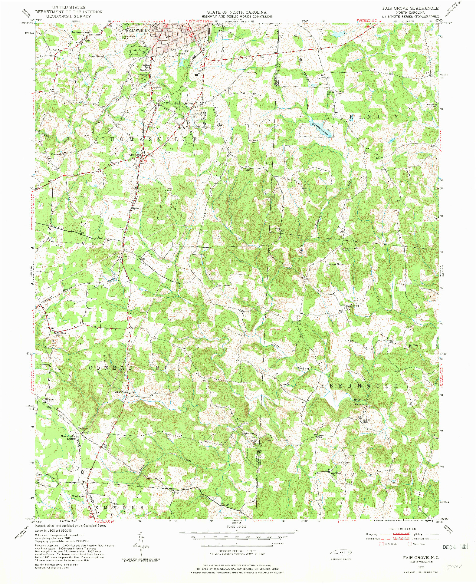 USGS 1:24000-SCALE QUADRANGLE FOR FAIR GROVE, NC 1951