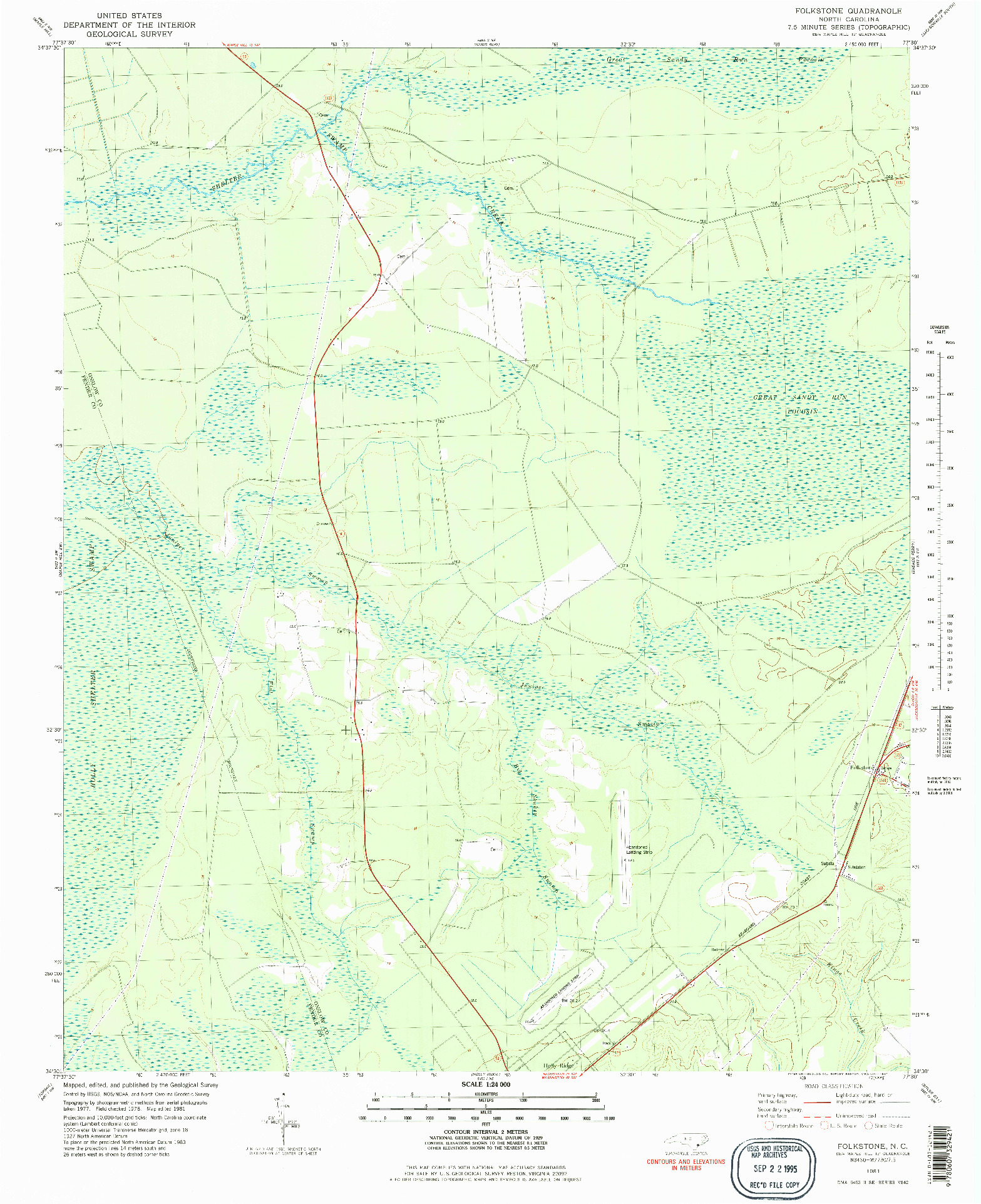USGS 1:24000-SCALE QUADRANGLE FOR FOLKSTONE, NC 1981