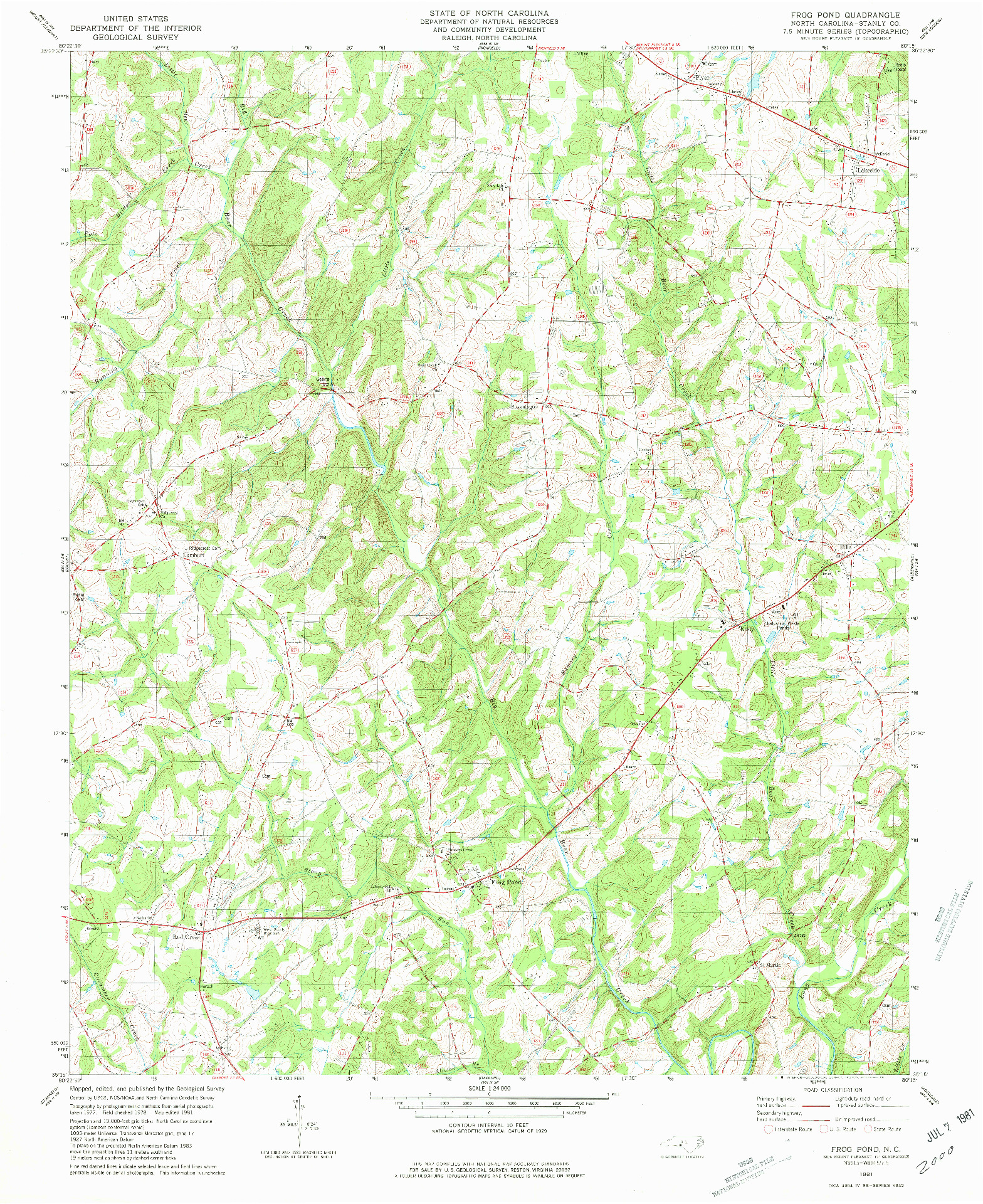 USGS 1:24000-SCALE QUADRANGLE FOR FROG POND, NC 1981