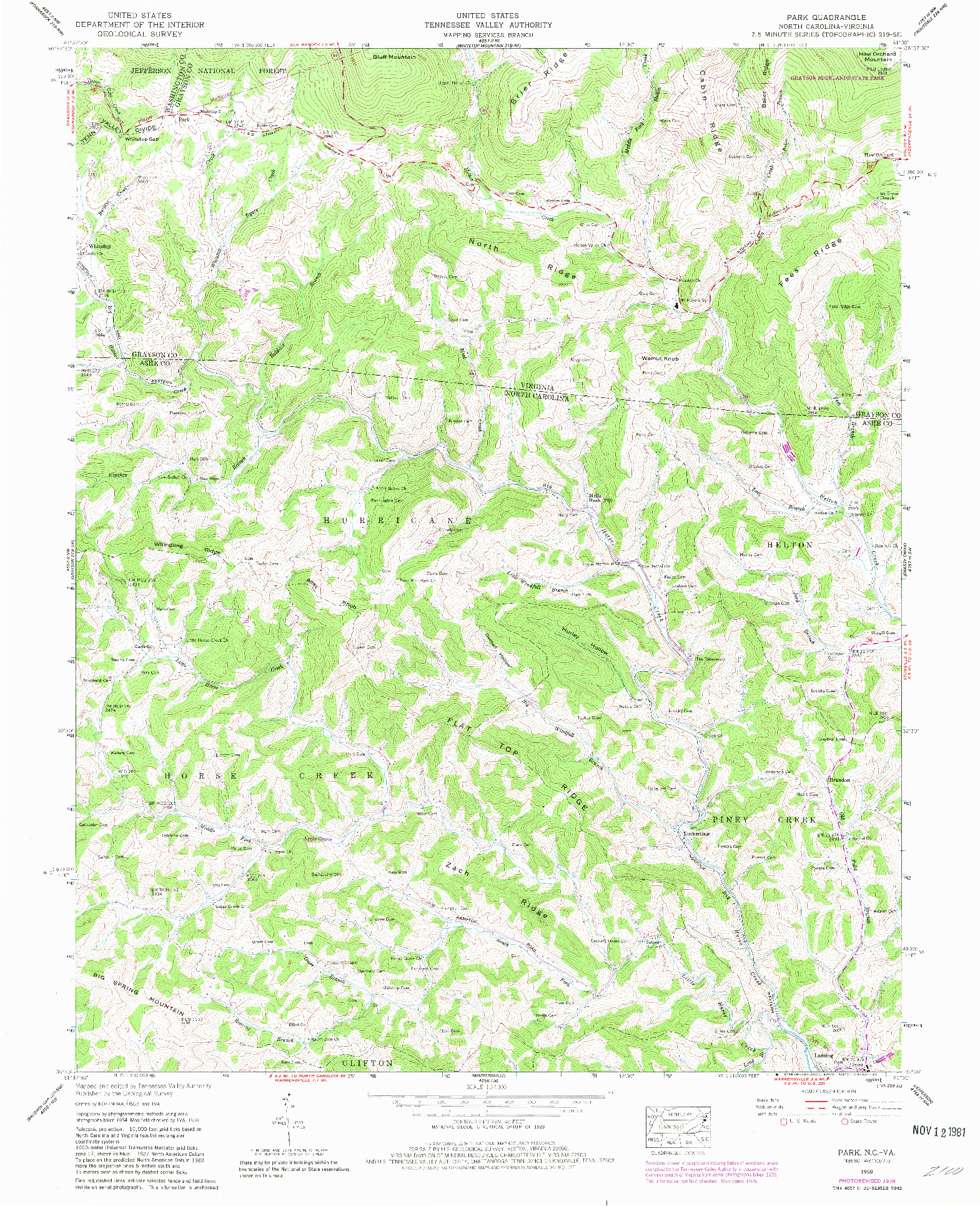 USGS 1:24000-SCALE QUADRANGLE FOR PARK, NC 1959