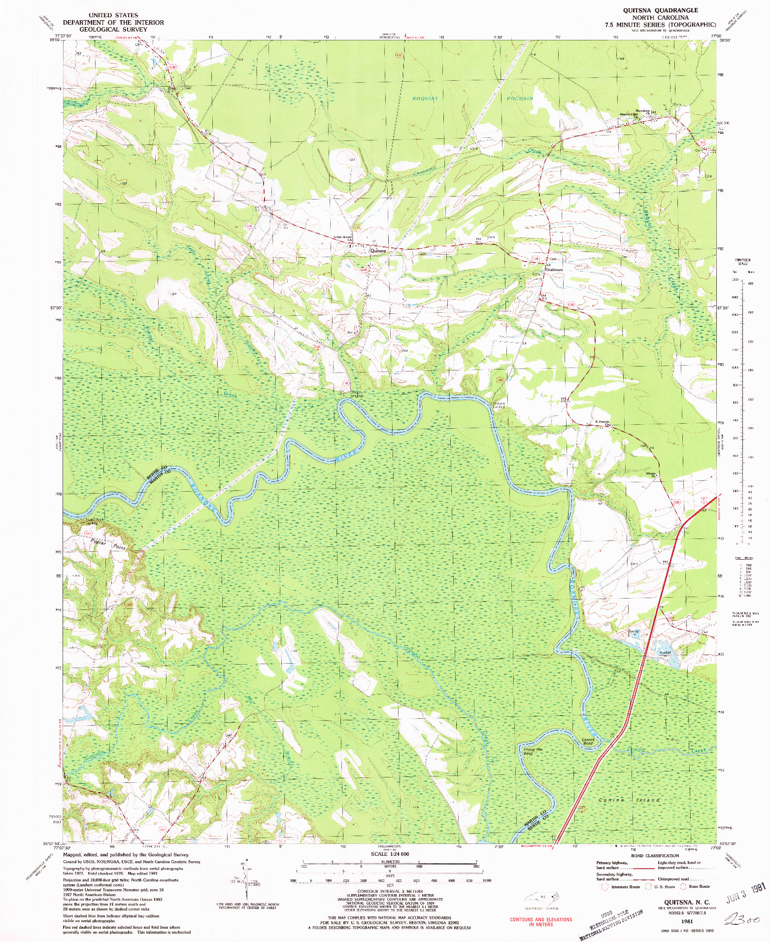 USGS 1:24000-SCALE QUADRANGLE FOR QUITSNA, NC 1981