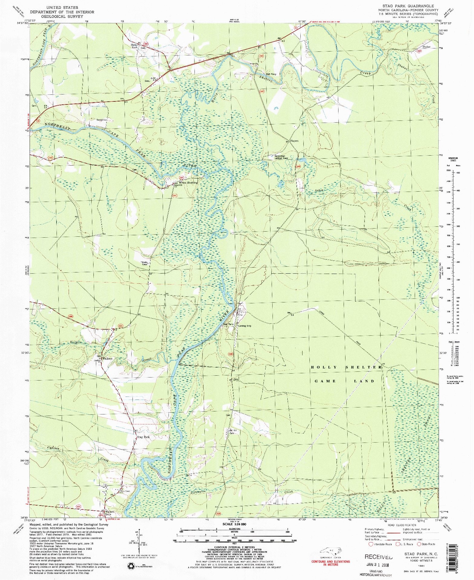 USGS 1:24000-SCALE QUADRANGLE FOR STAG PARK, NC 1981