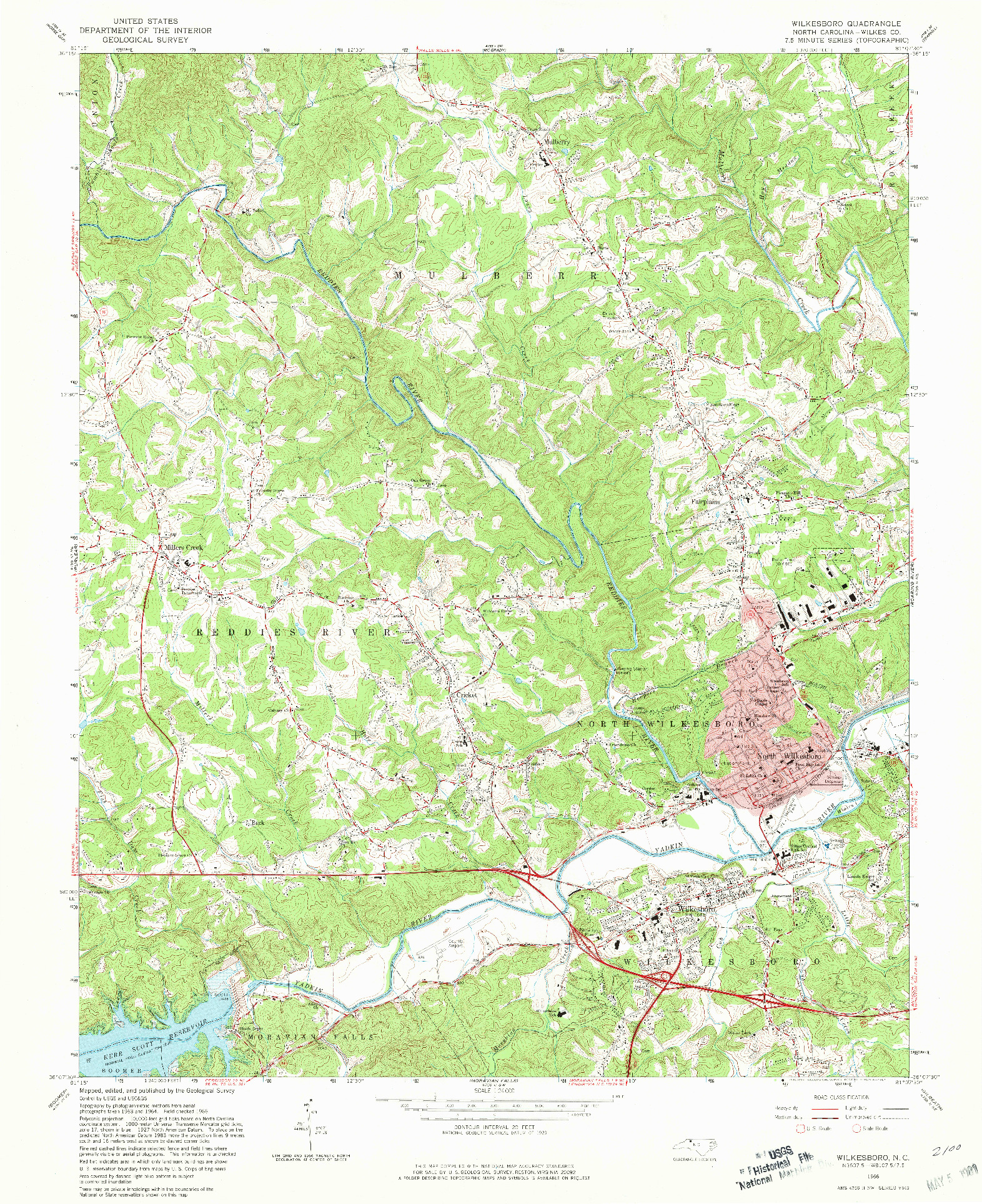 USGS 1:24000-SCALE QUADRANGLE FOR WILKESBORO, NC 1966