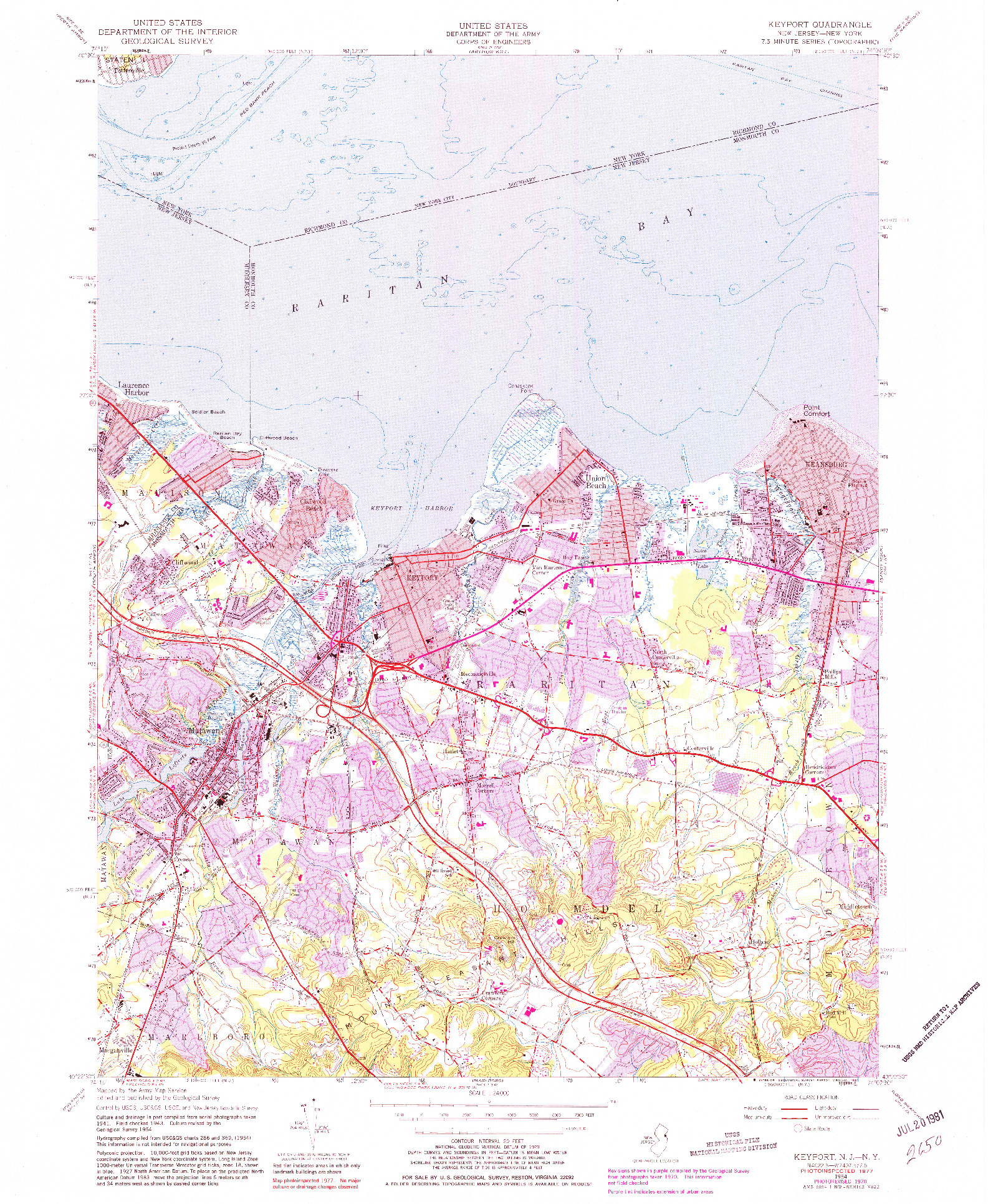 USGS 1:24000-SCALE QUADRANGLE FOR KEYPORT, NJ 1954